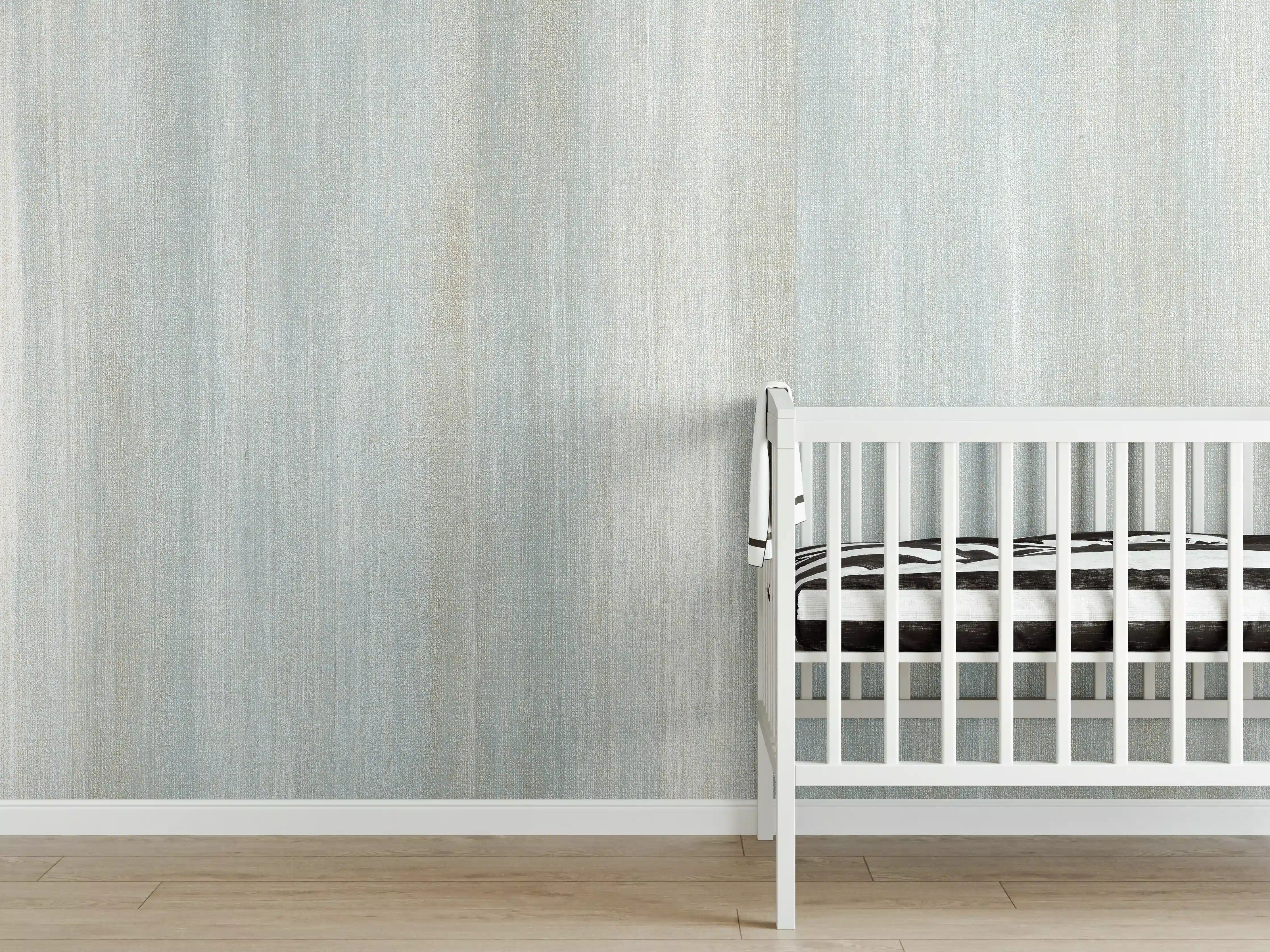 Babyzimmer Wandgestaltung - Türkis gräulicher Struktur-Tapete