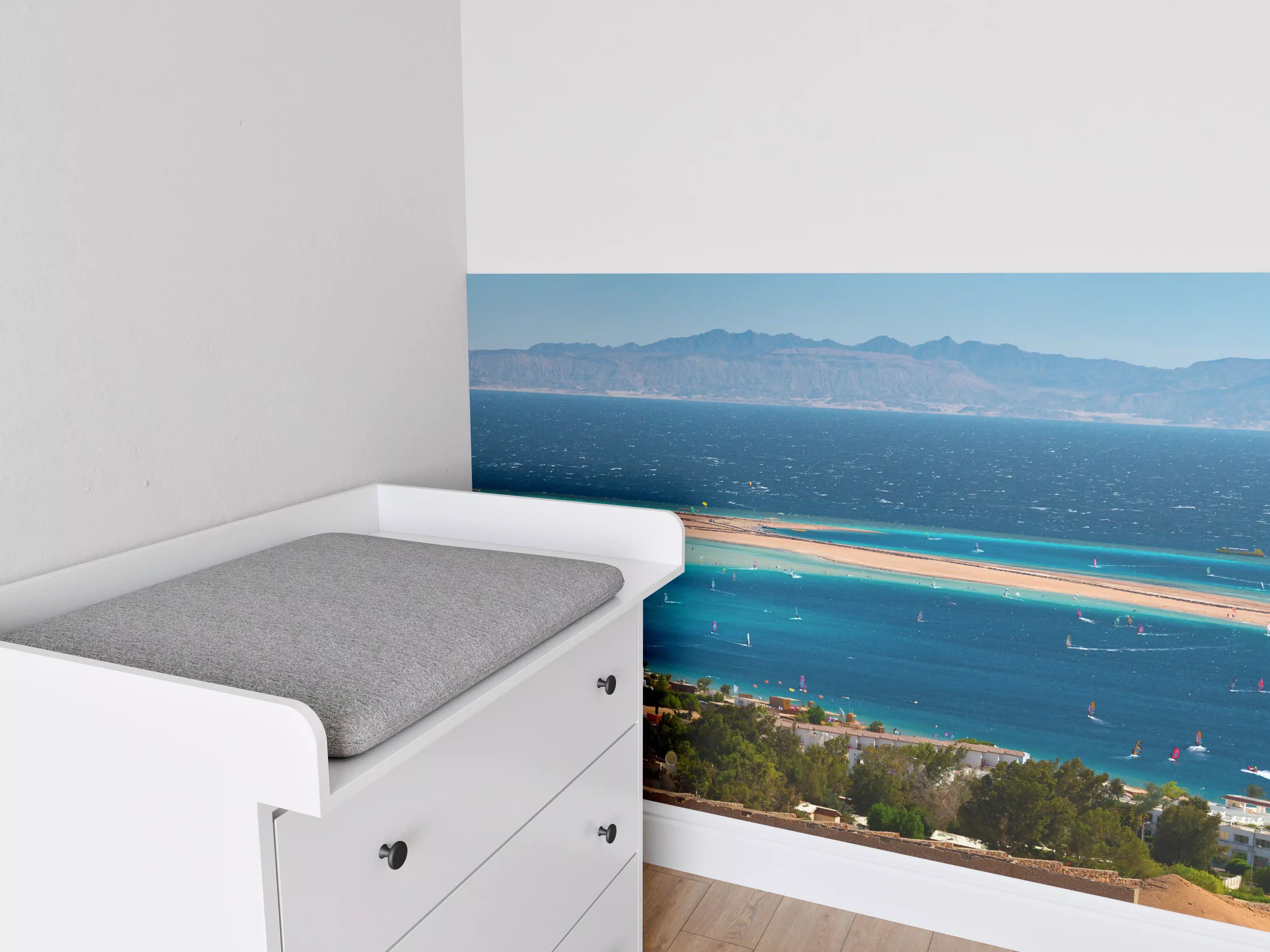Babyzimmer Wandgestaltung - Türkisblaue Lagunenansicht