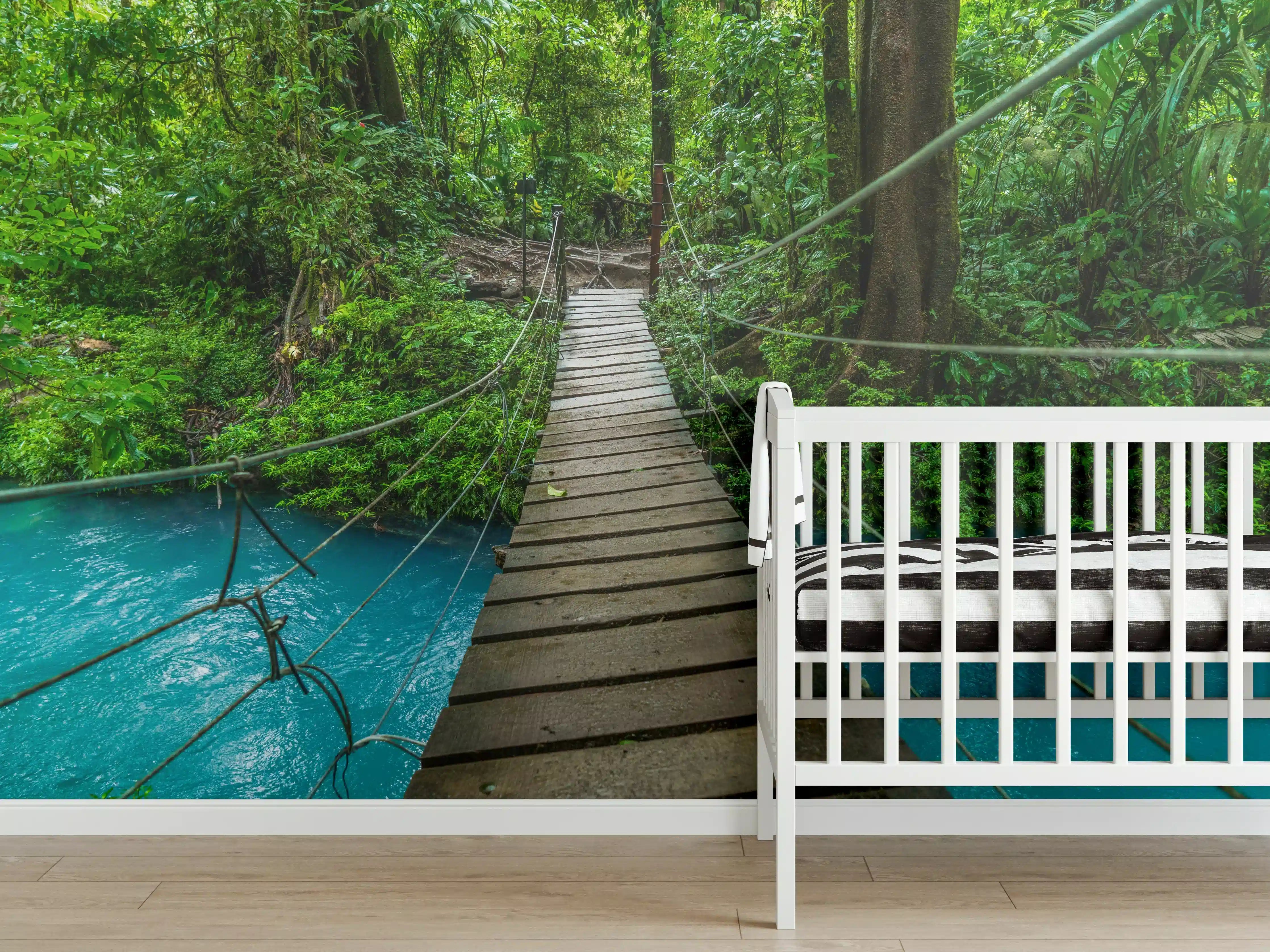Babyzimmer Wandgestaltung - Türkisblaues Flusswandern Costa Rica