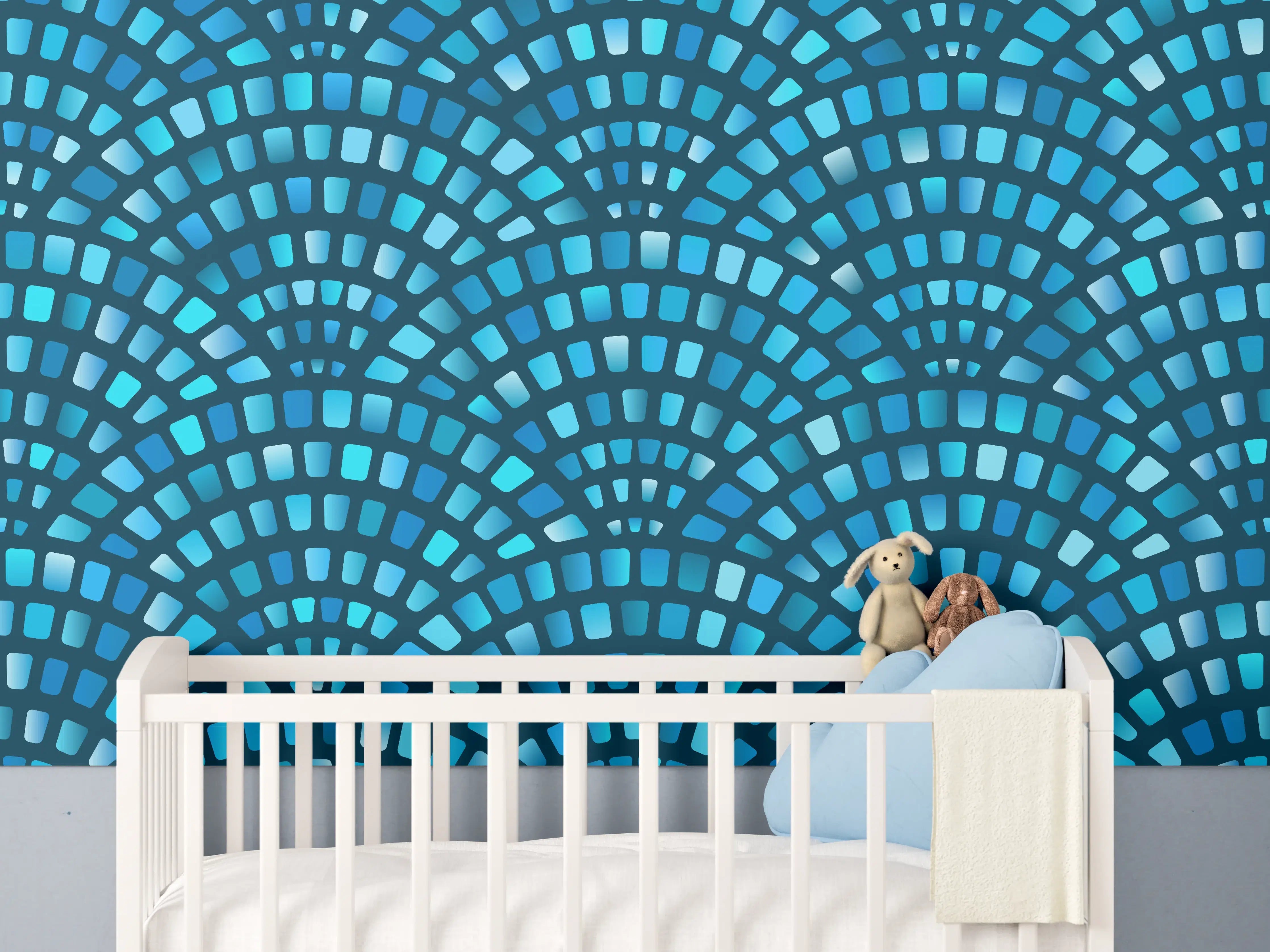 Babyzimmer Wandgestaltung - Türkise Fischschuppen-Mosaiktextur