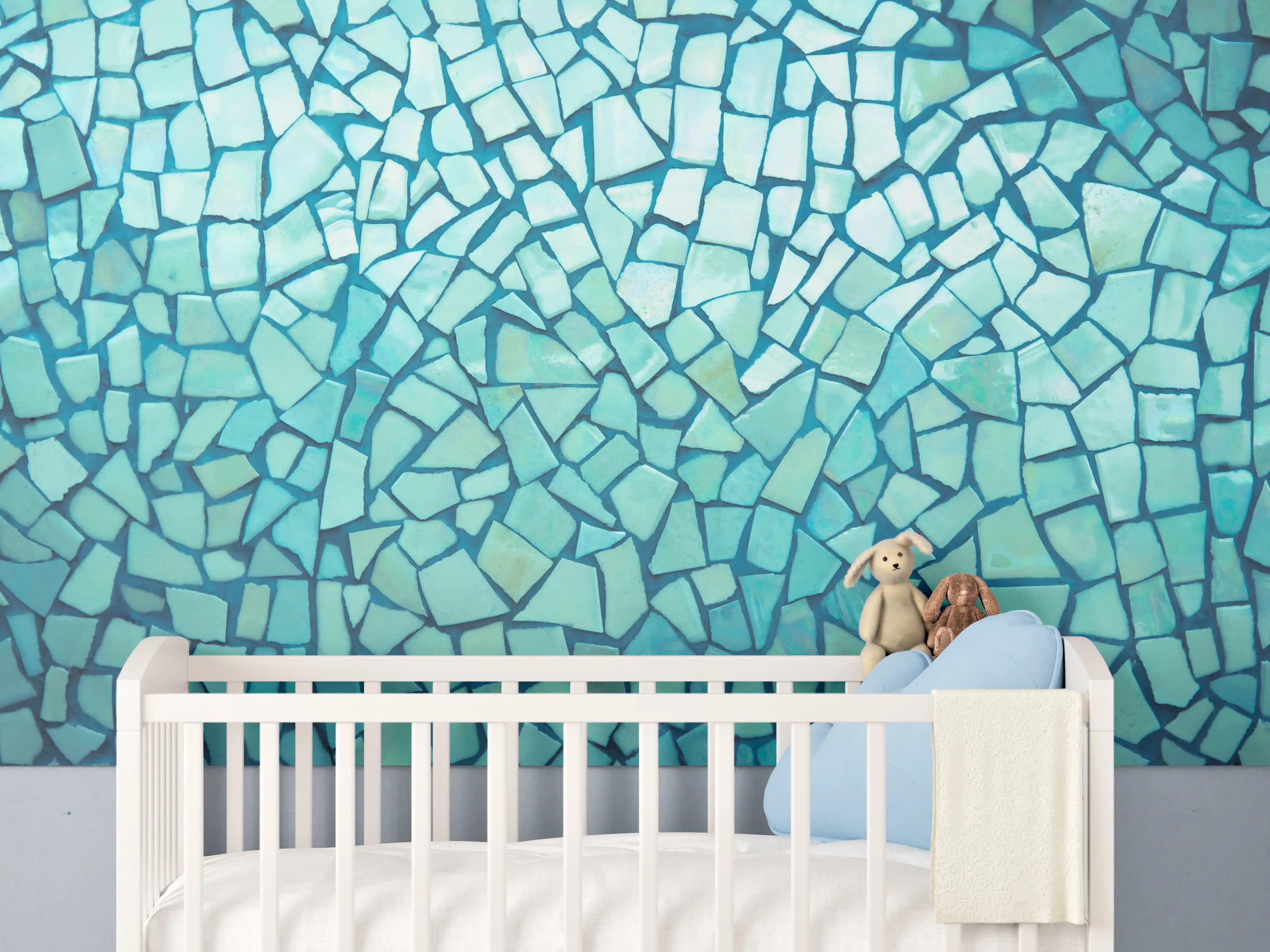 Babyzimmer Wandgestaltung - Türkise Fliesen Mosaik