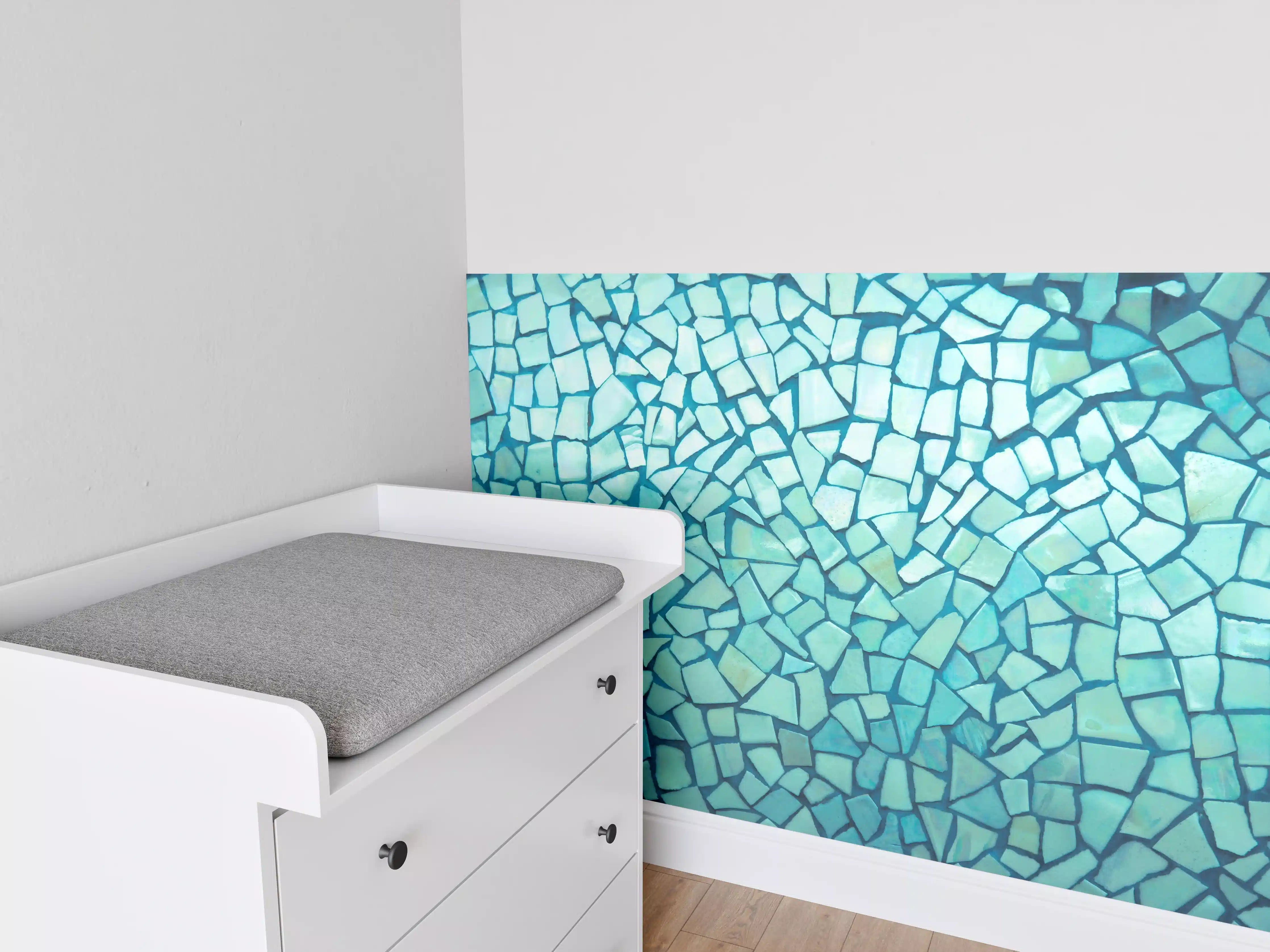 Babyzimmer Wandgestaltung - Türkise Fliesen Mosaik