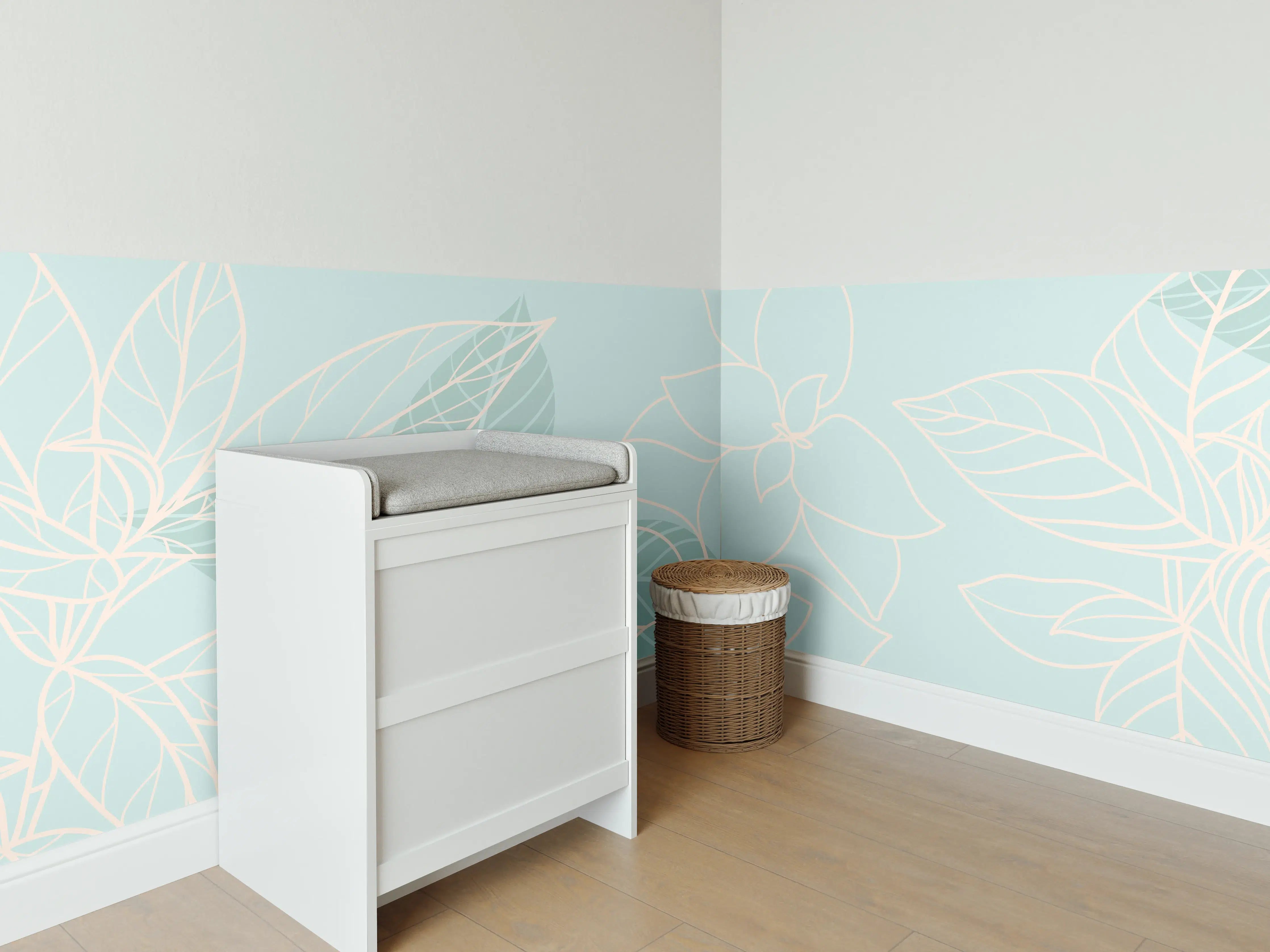 Babyzimmer Wandgestaltung - Türkise Pflanzen
