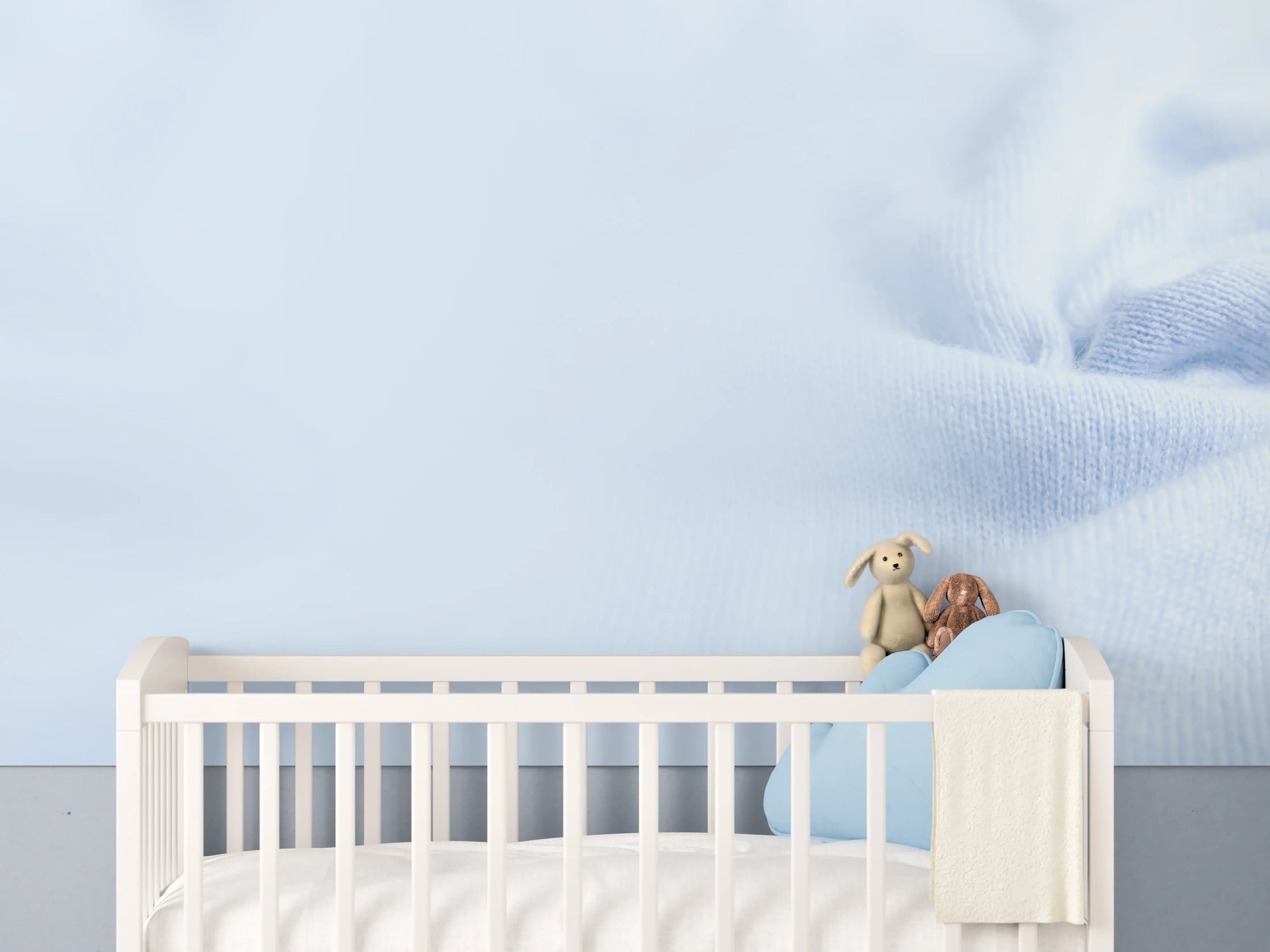 Babyzimmer Wandgestaltung - Türkiser Kaschmirstoff