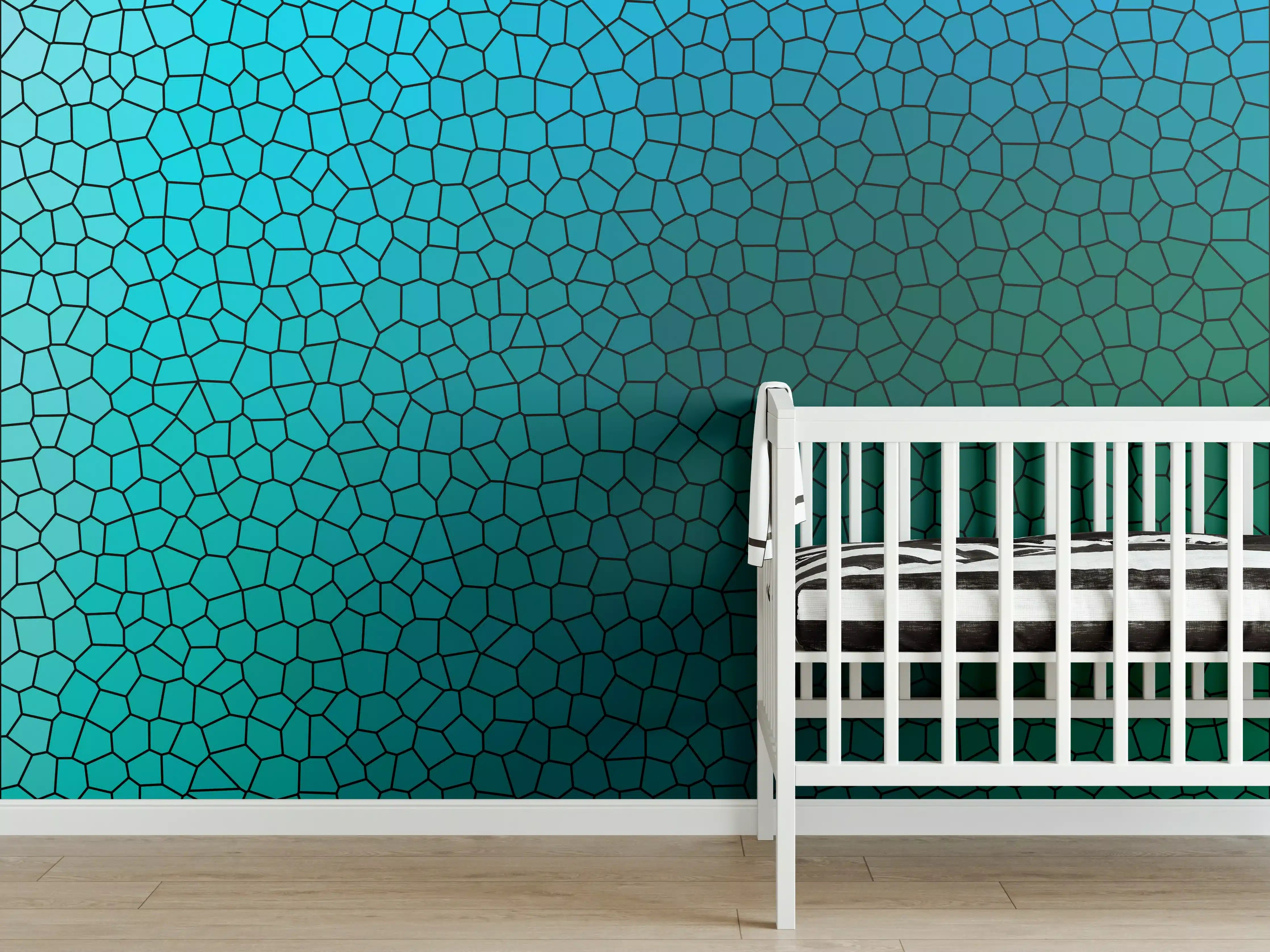 Babyzimmer Wandgestaltung - Türkises Fliesenmuster - Mosaik