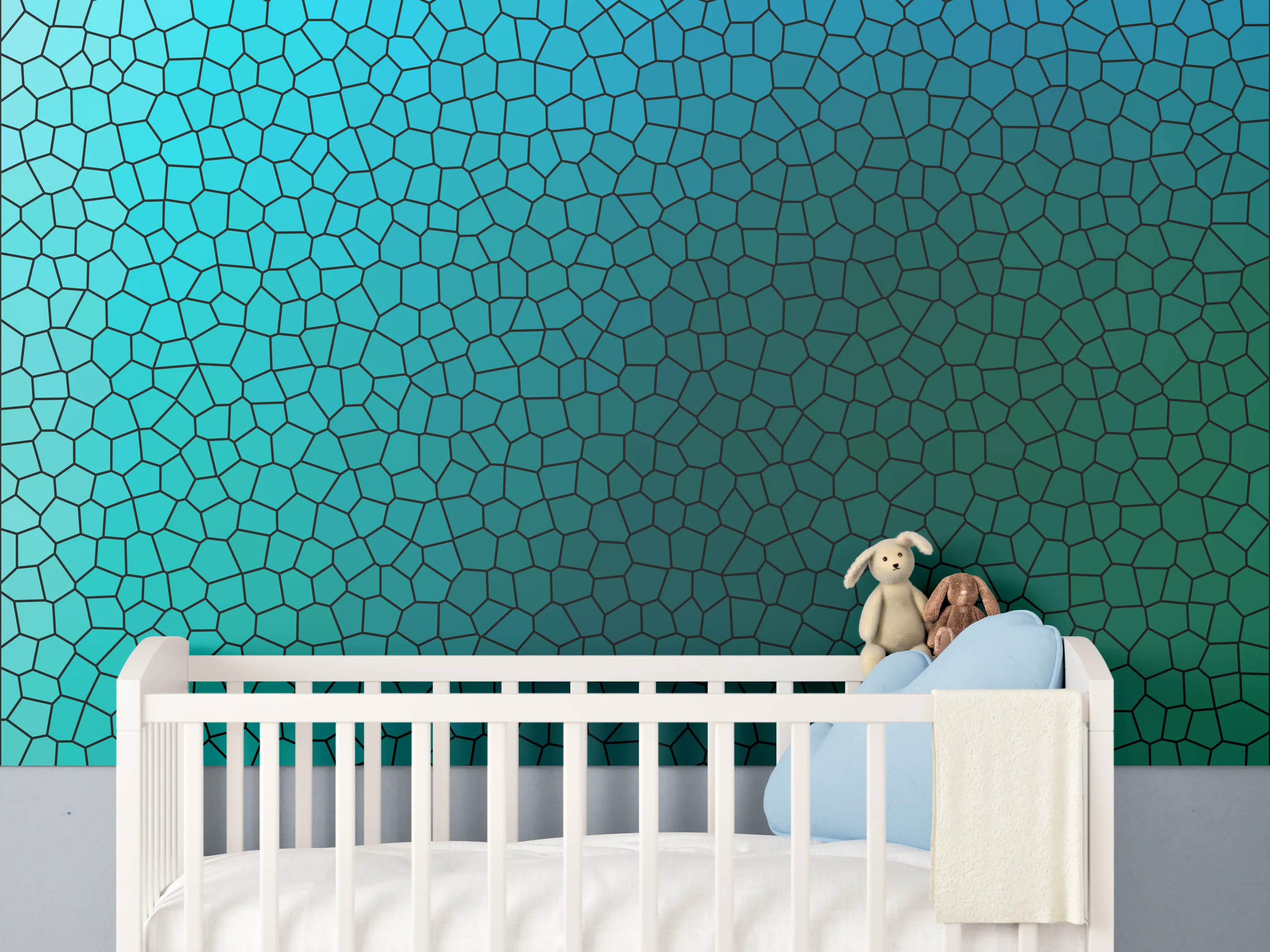 Babyzimmer Wandgestaltung - Türkises Fliesenmuster - Mosaik