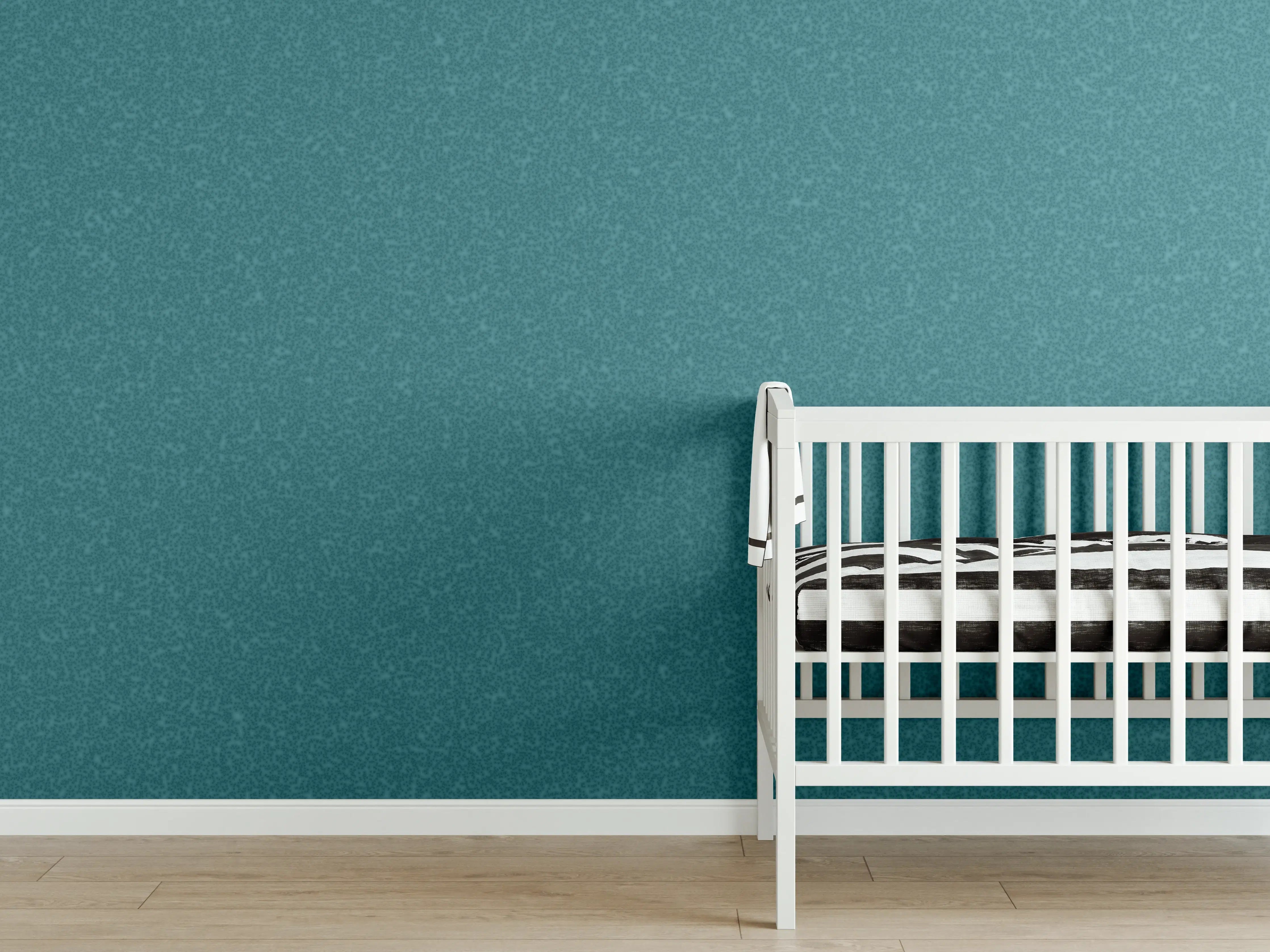 Babyzimmer Wandgestaltung - Türkisfarbene Pinselstriche mit Textur