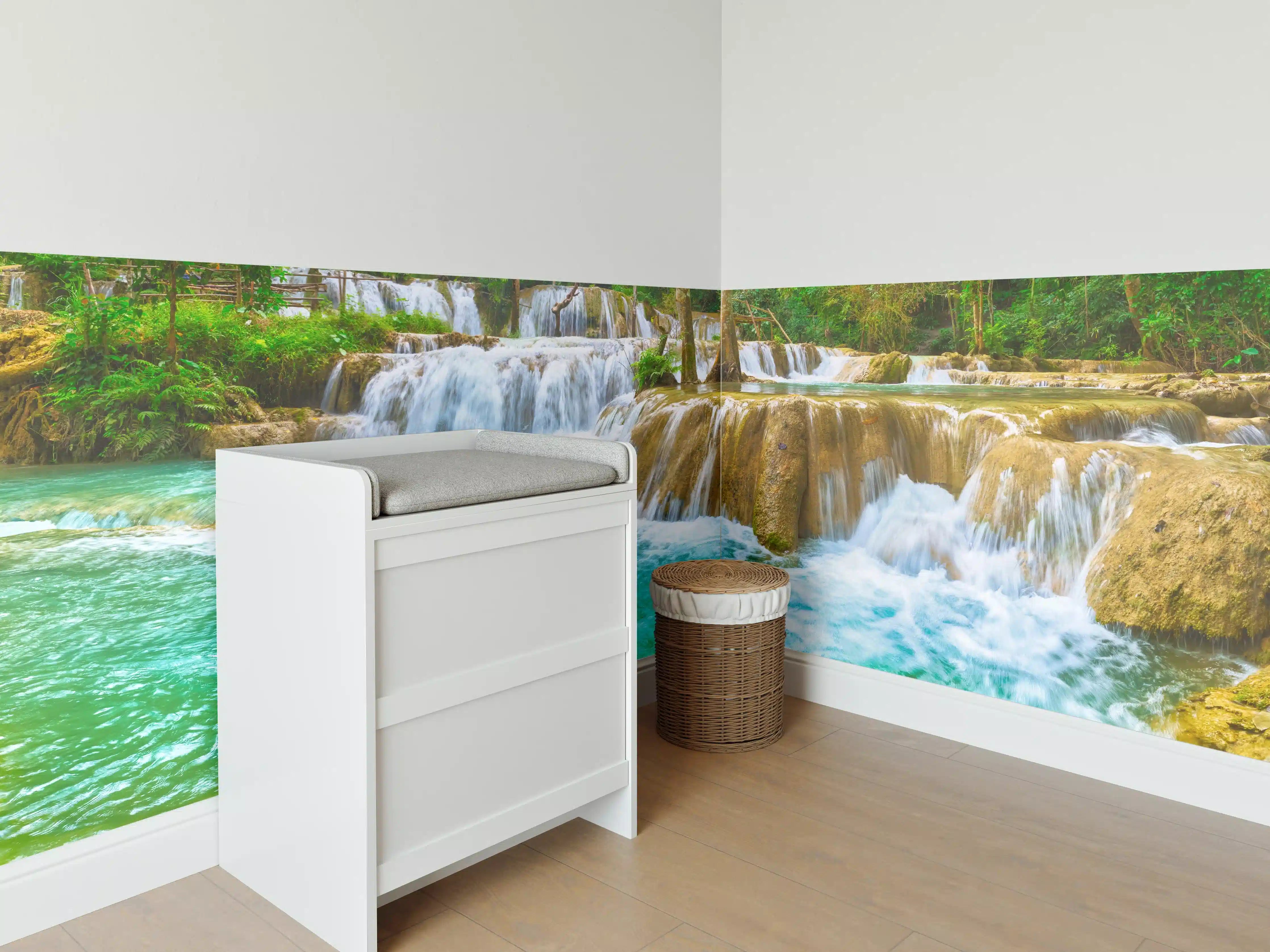 Babyzimmer Wandgestaltung - Türkisgrüner Stufen-Wasserfall