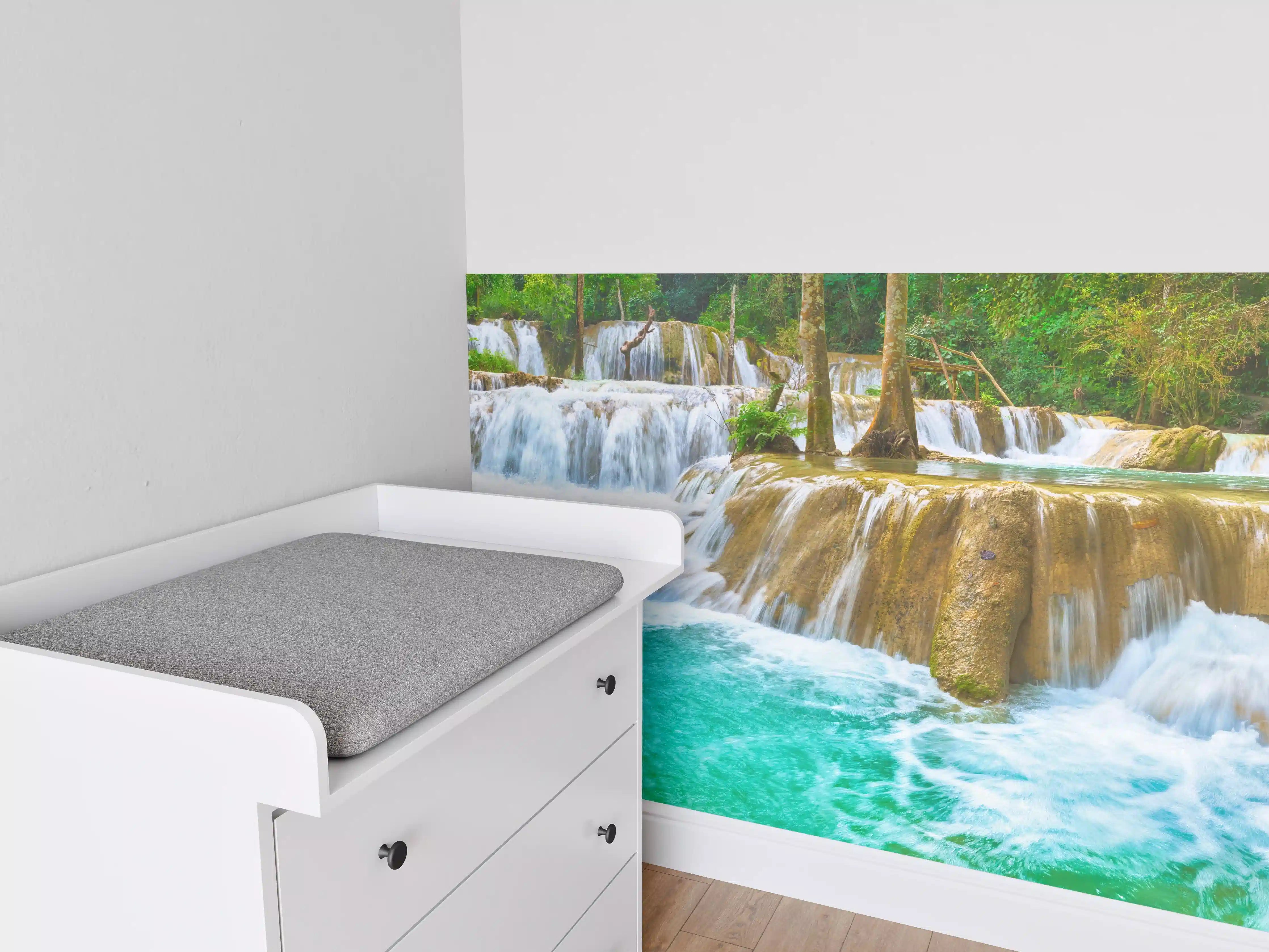 Babyzimmer Wandgestaltung - Türkisgrüner Stufen-Wasserfall