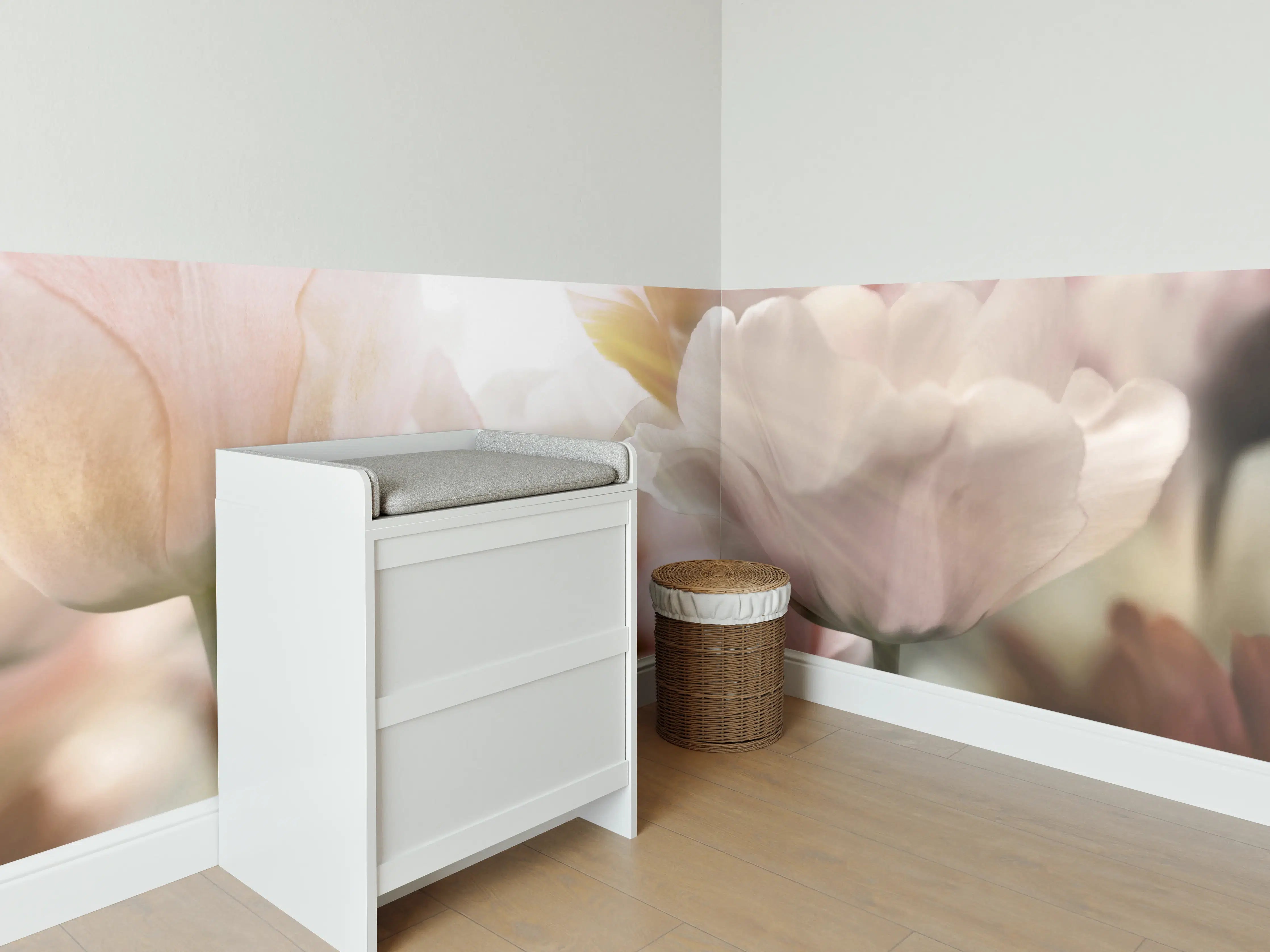 Babyzimmer Wandgestaltung - Tulpen in Sonnenstrahlen