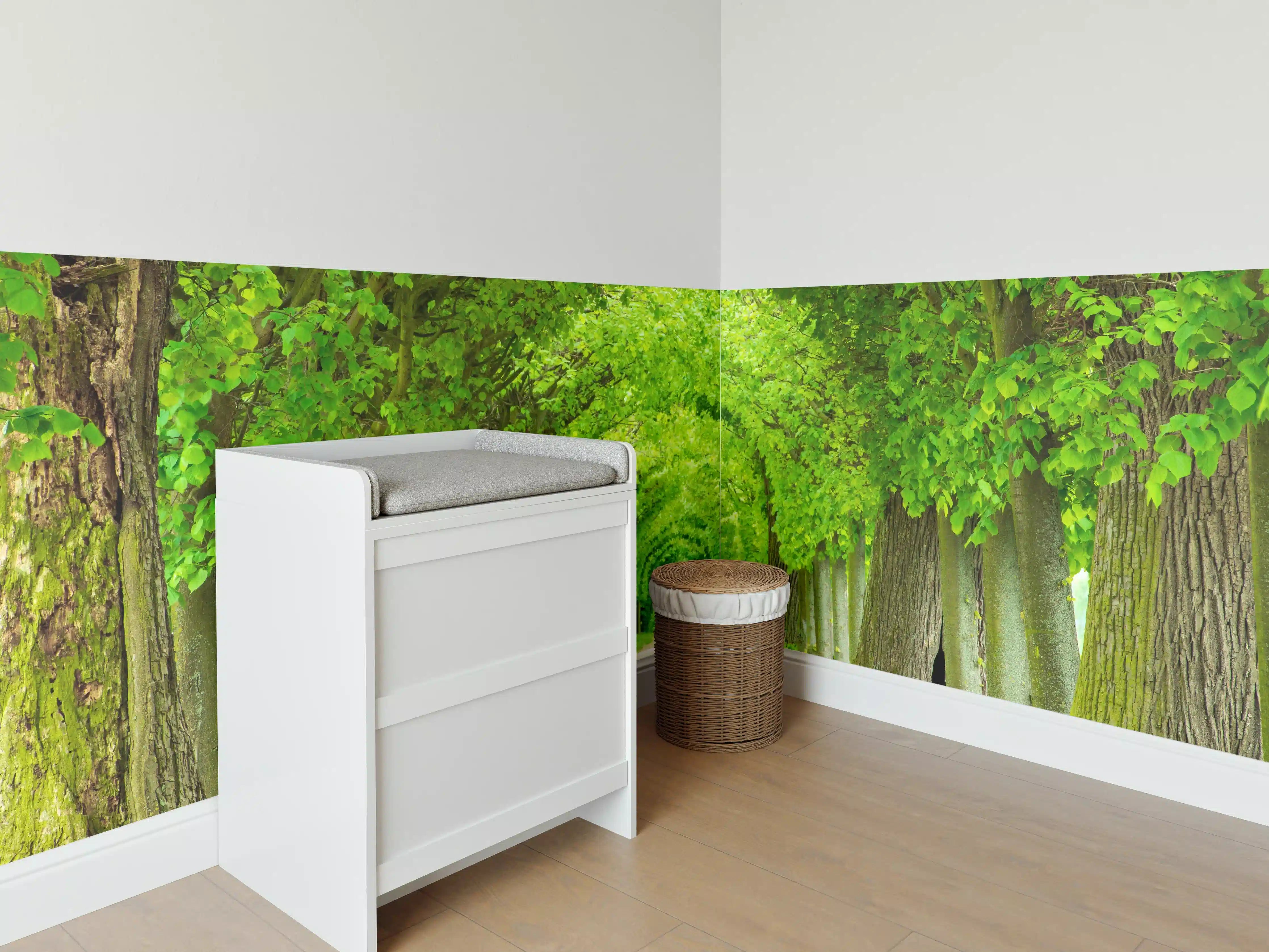 Babyzimmer Wandgestaltung - Tunnelartige Lindenallee im Frühling
