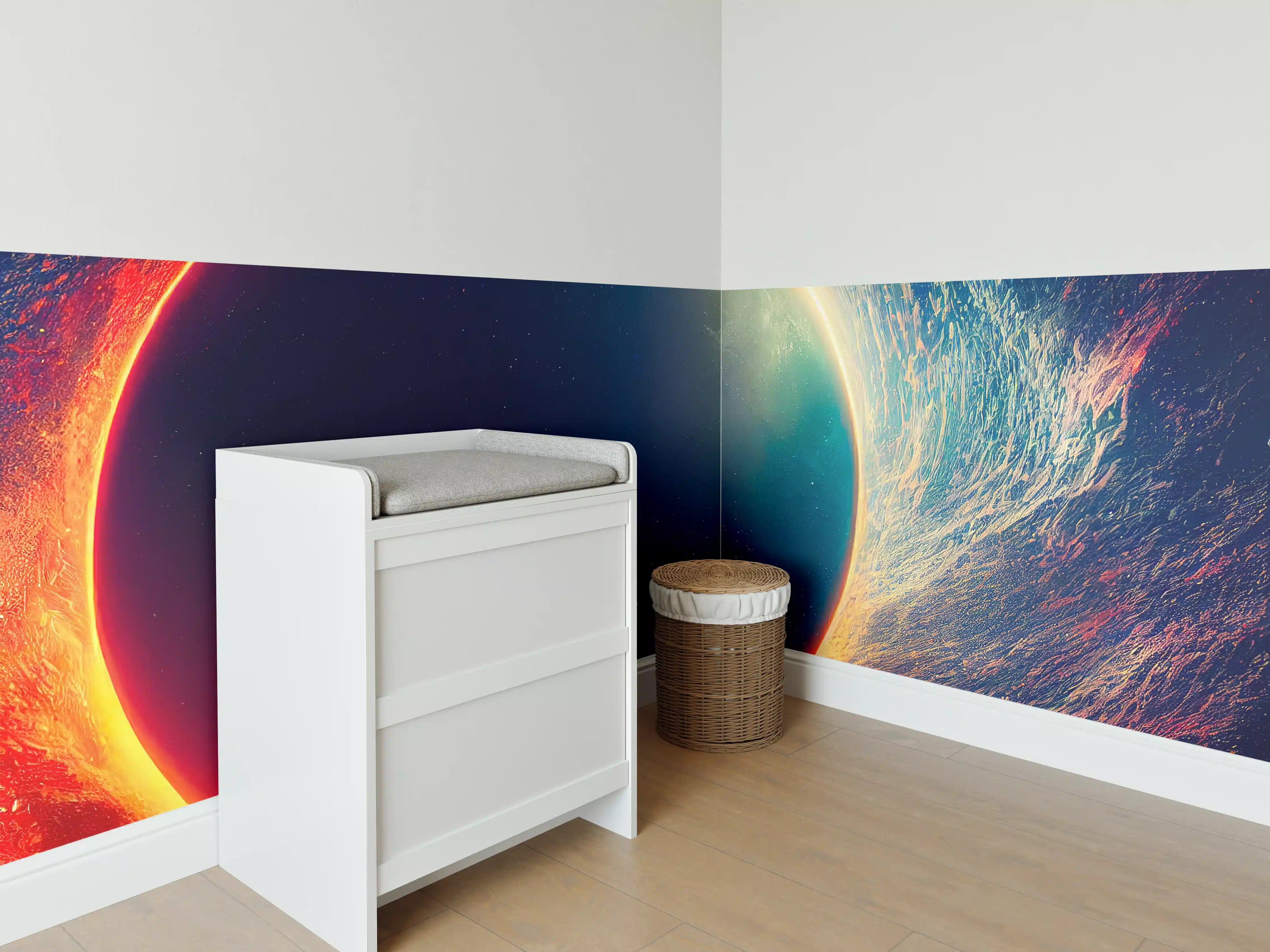 Babyzimmer Wandgestaltung - Universumsszene mit Planeten