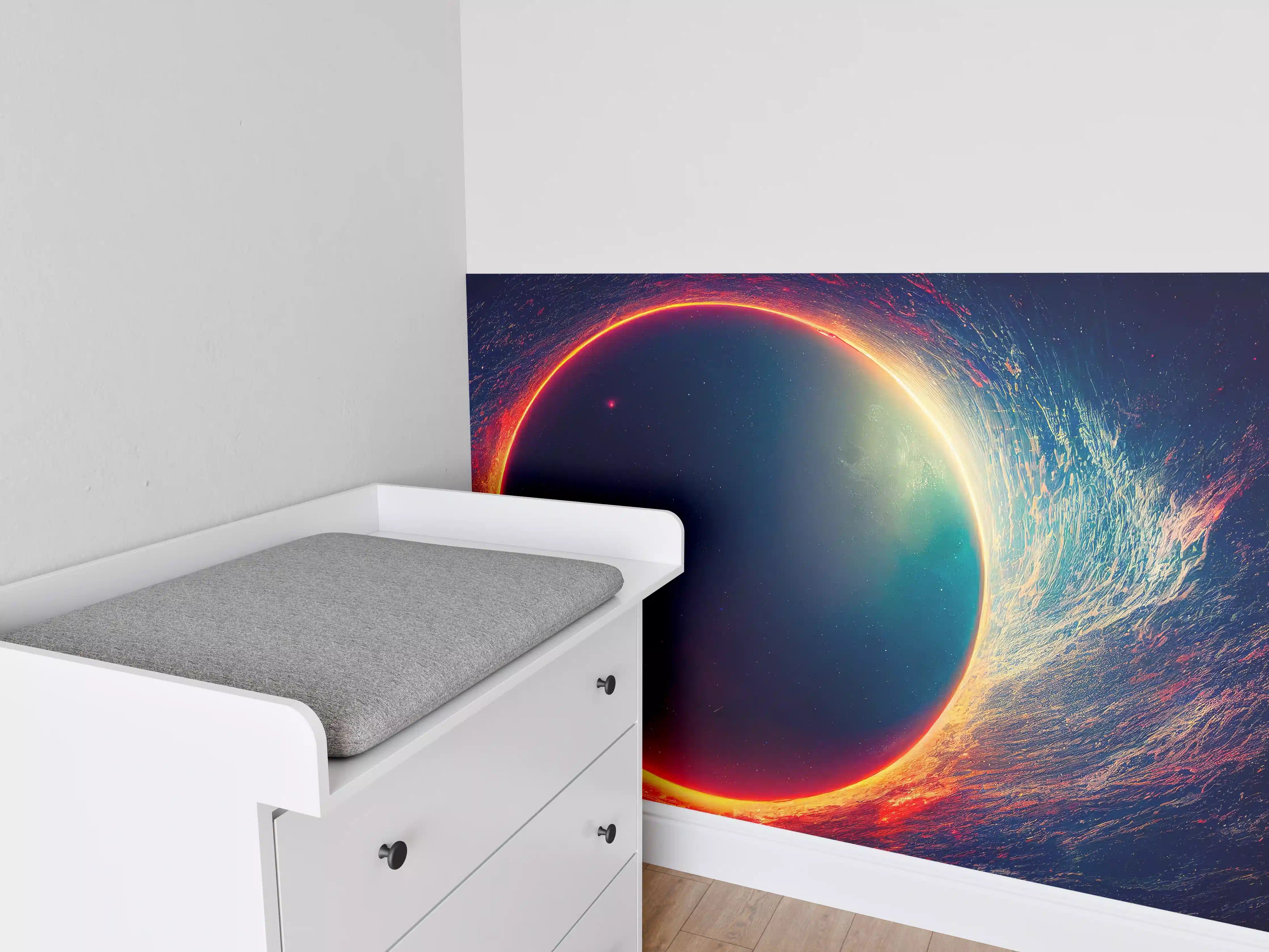 Babyzimmer Wandgestaltung - Universumsszene mit Planeten