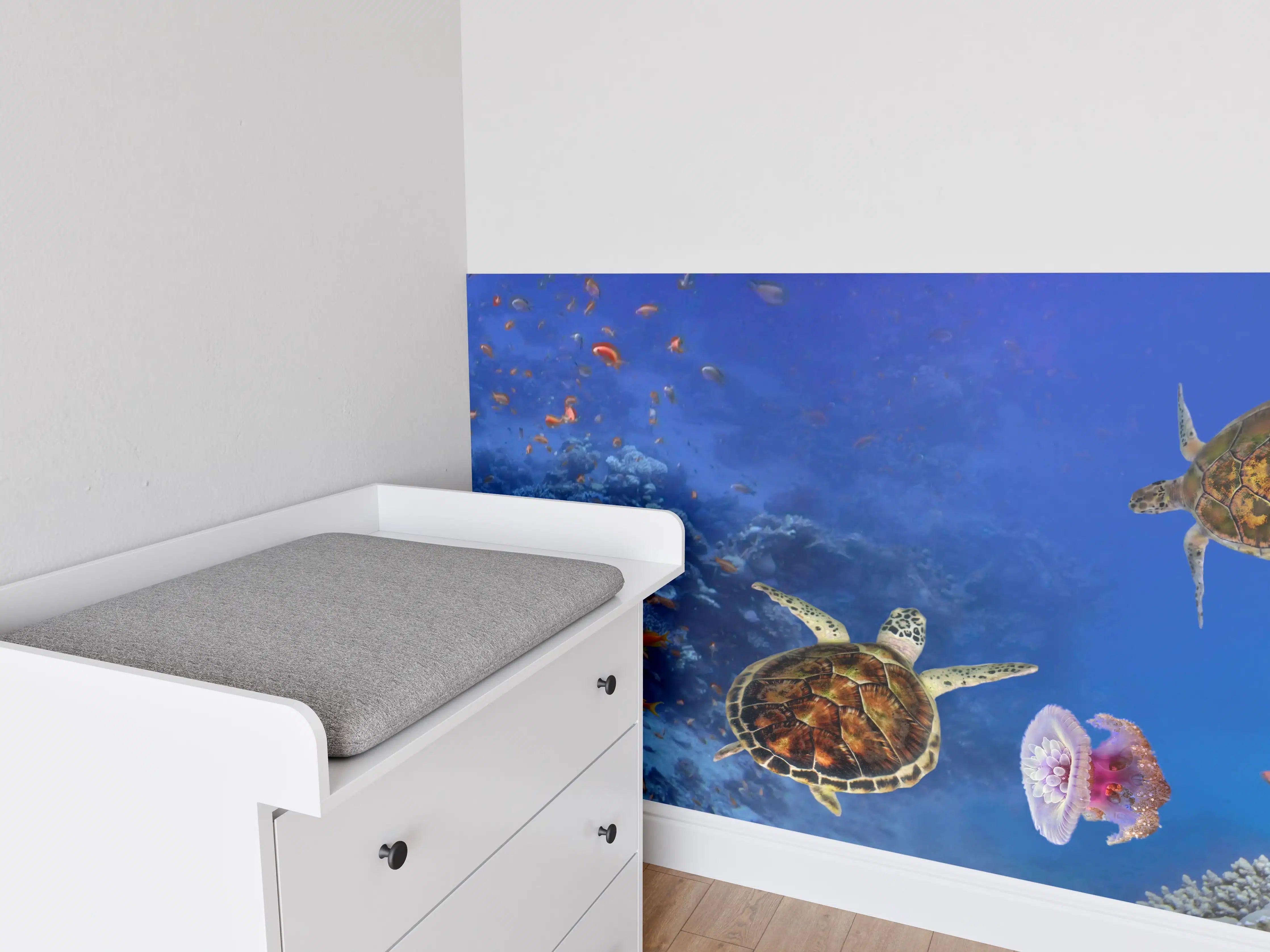 Babyzimmer Wandgestaltung - Unterwasser-Panorama mit Schildkröte