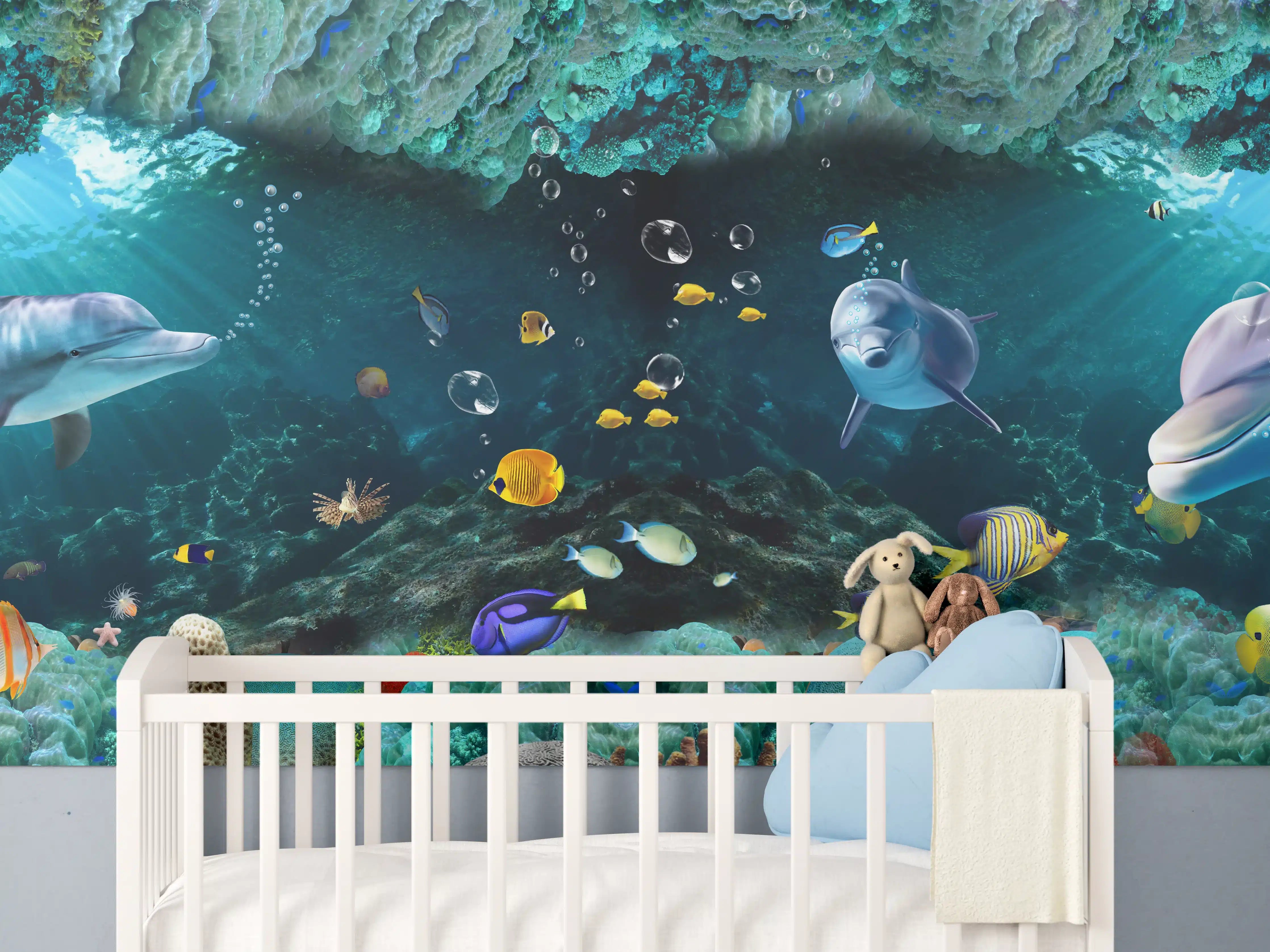Babyzimmer Wandgestaltung - Unterwasserwelt - Grafik