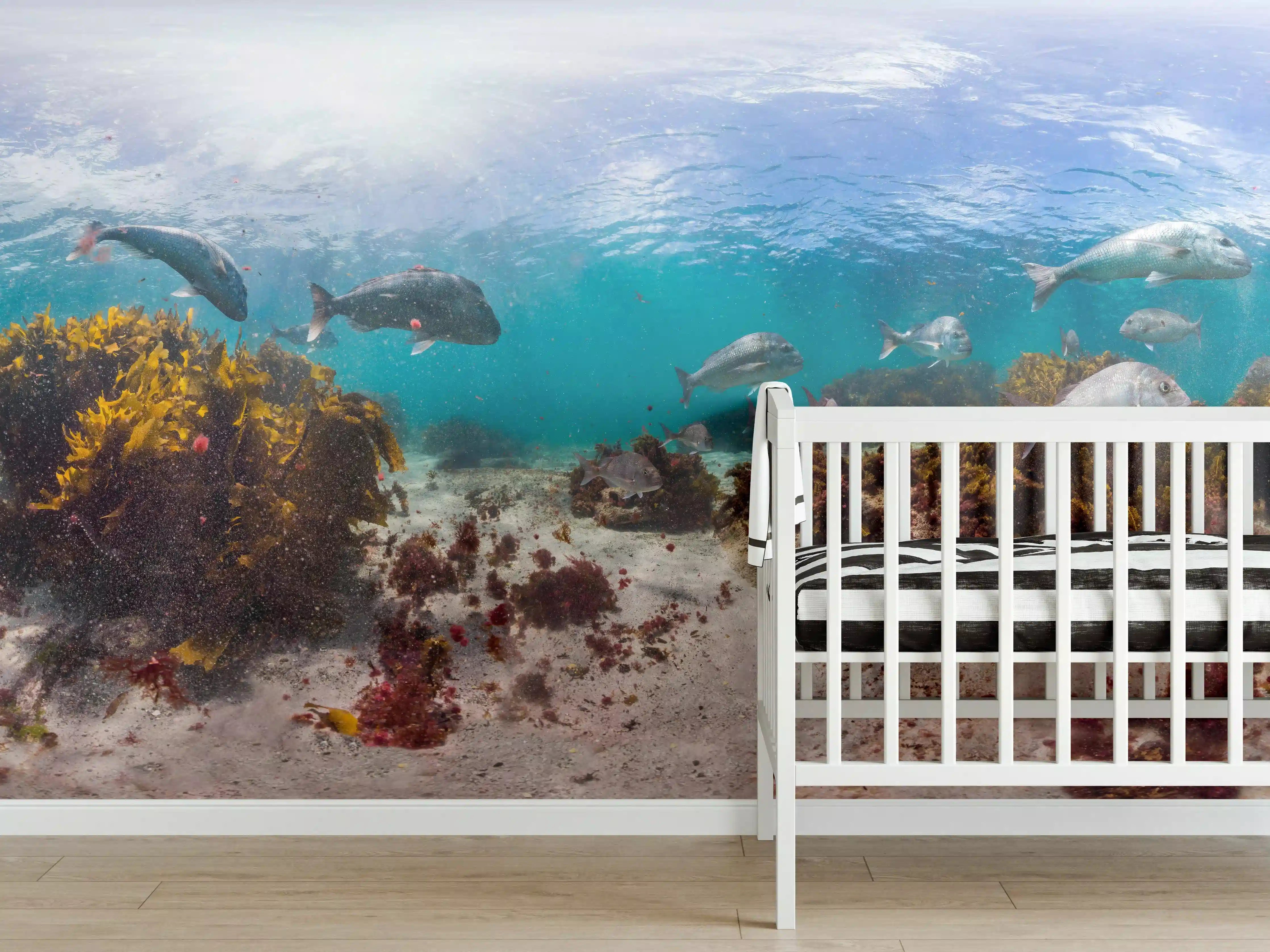 Babyzimmer Wandgestaltung - Unterwasserwelt mit Fischen und Korallen
