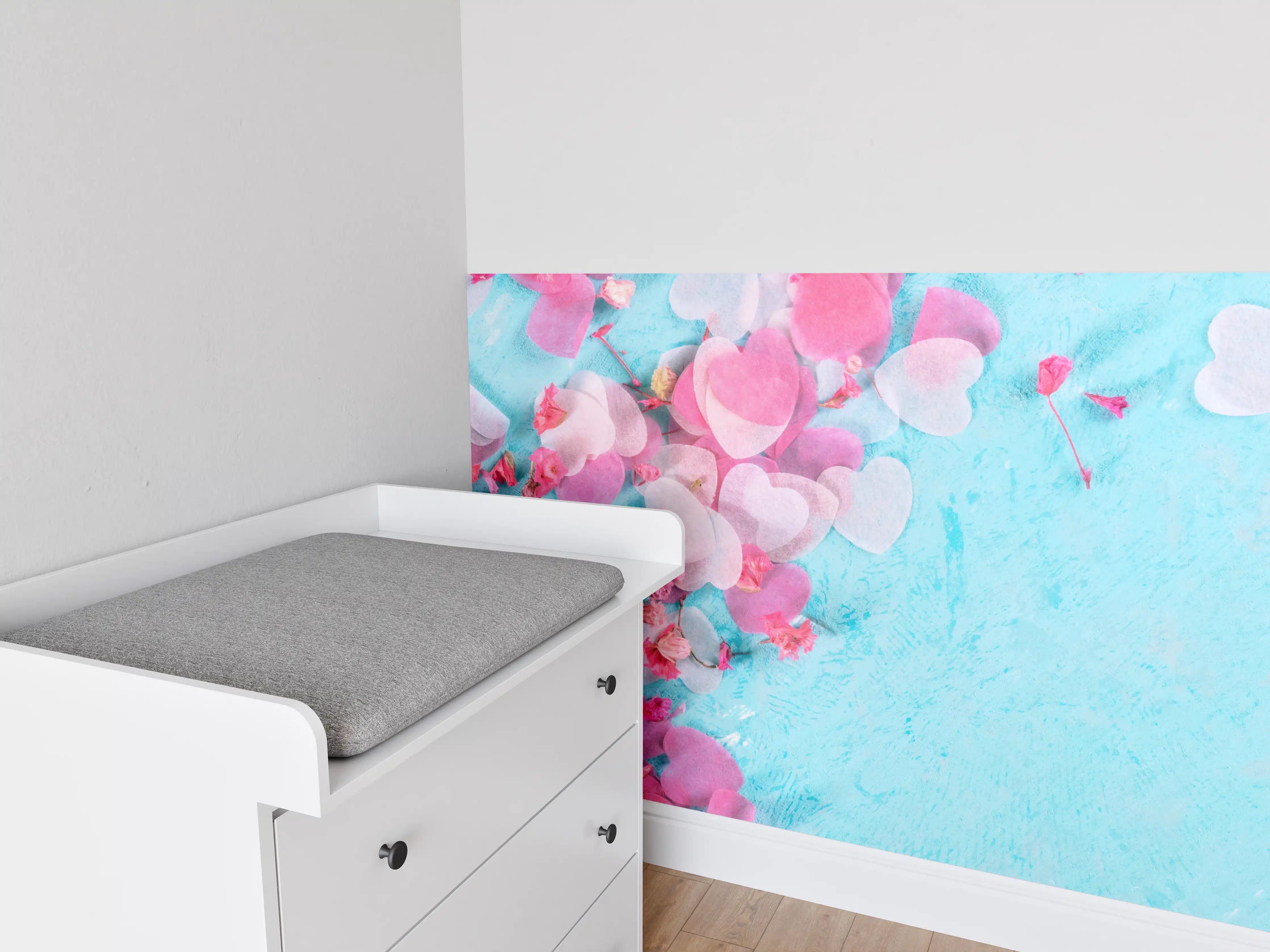 Babyzimmer Wandgestaltung - Valentinstag Panorama Blau Rosa