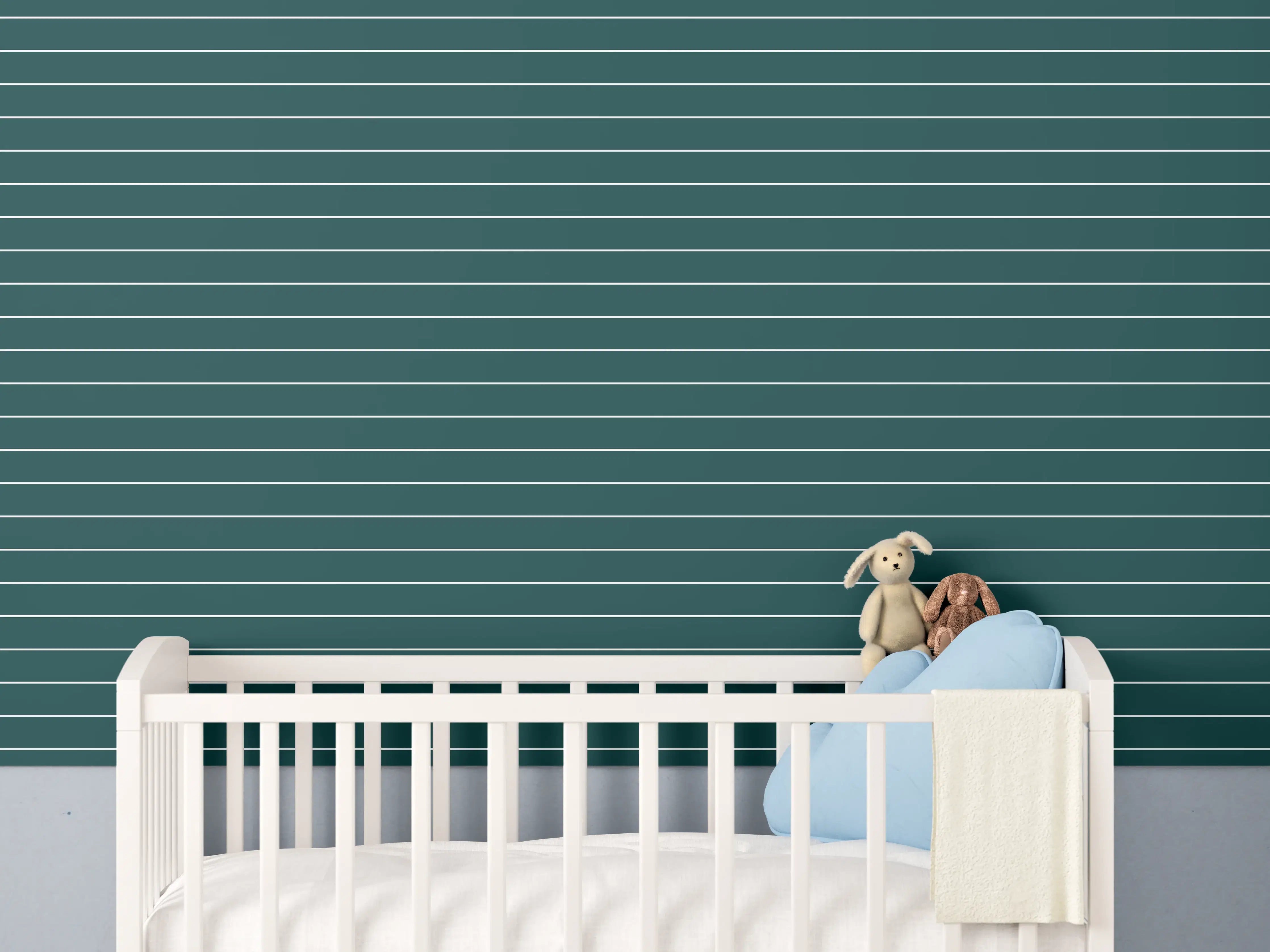 Babyzimmer Wandgestaltung - Verde petrolio horizontale geometrica