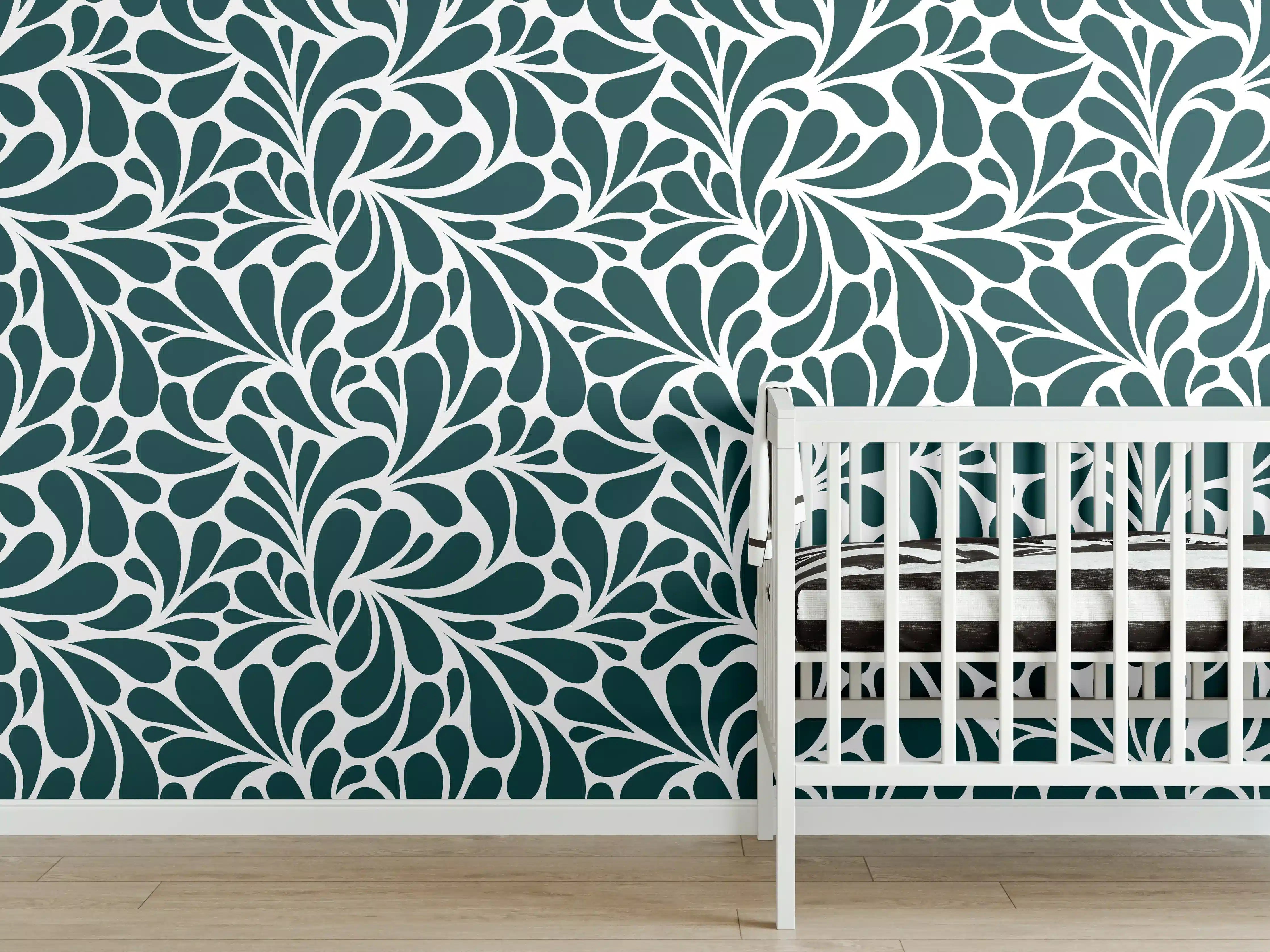Babyzimmer Wandgestaltung - Verführerisches Petrolgrün-Muster