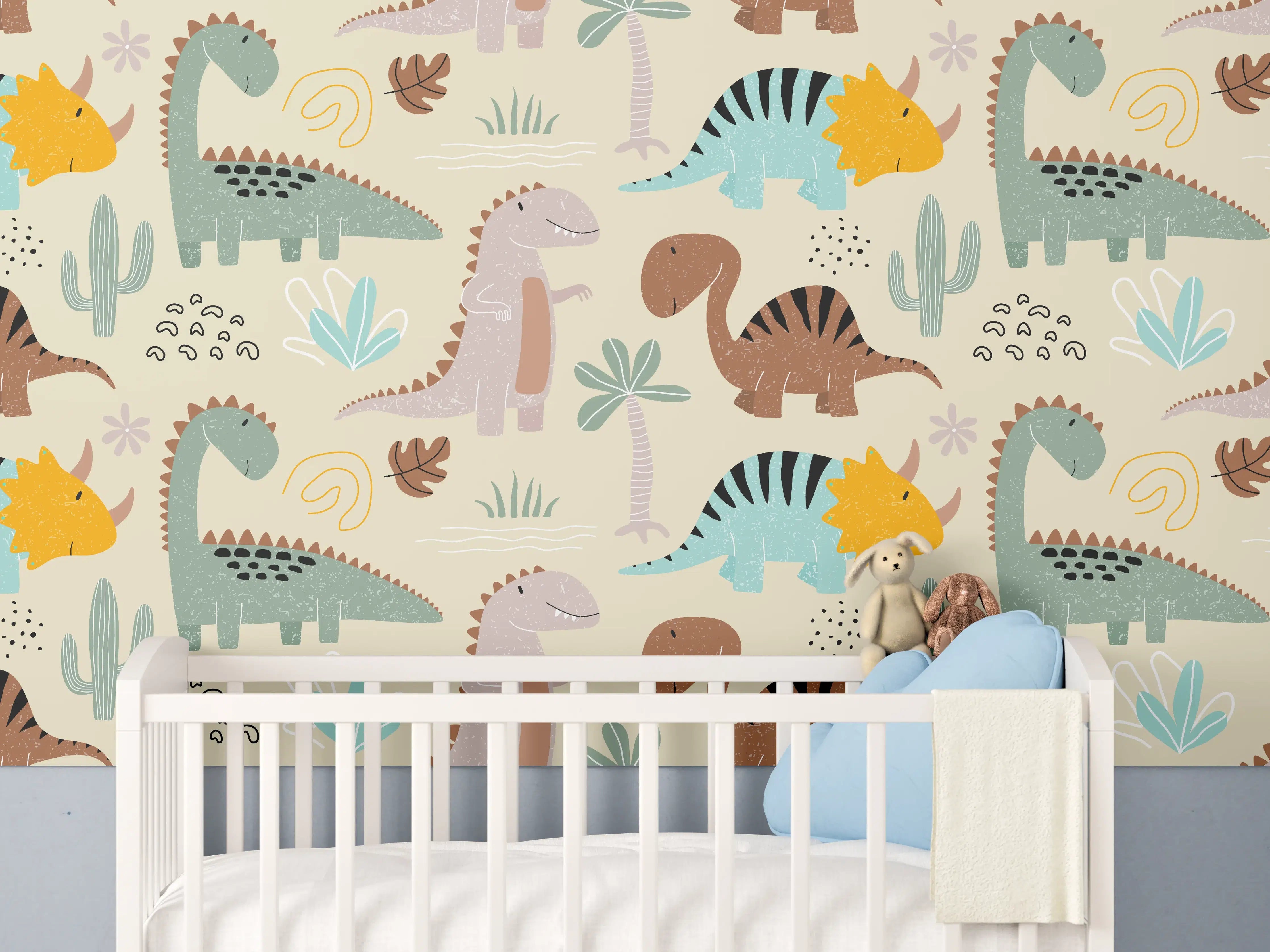 Babyzimmer Wandgestaltung - Verspielte Dschungeltiere in Pastellfarben