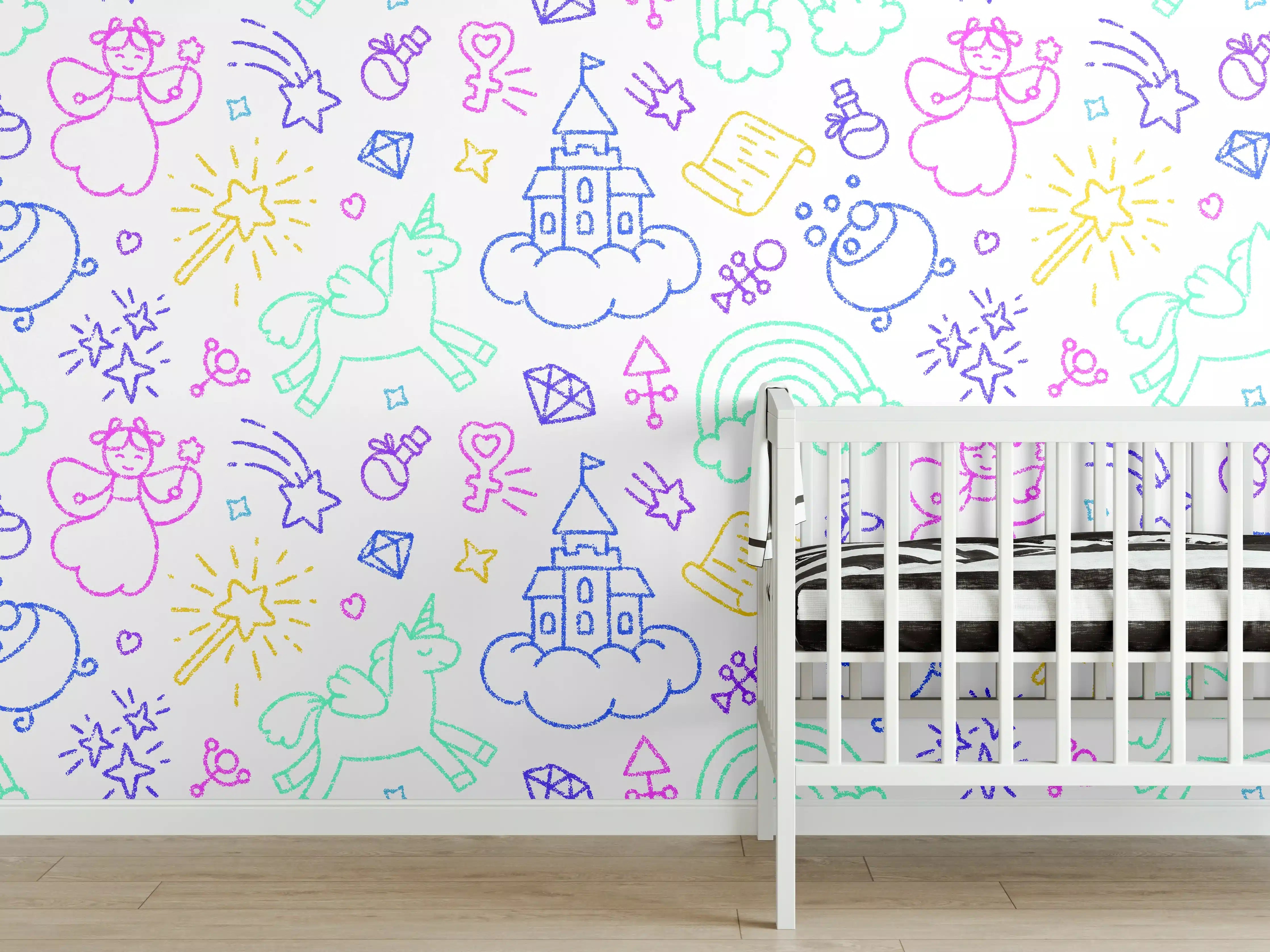 Babyzimmer Wandgestaltung - Verspielte Kinder- und Fantasiewelt