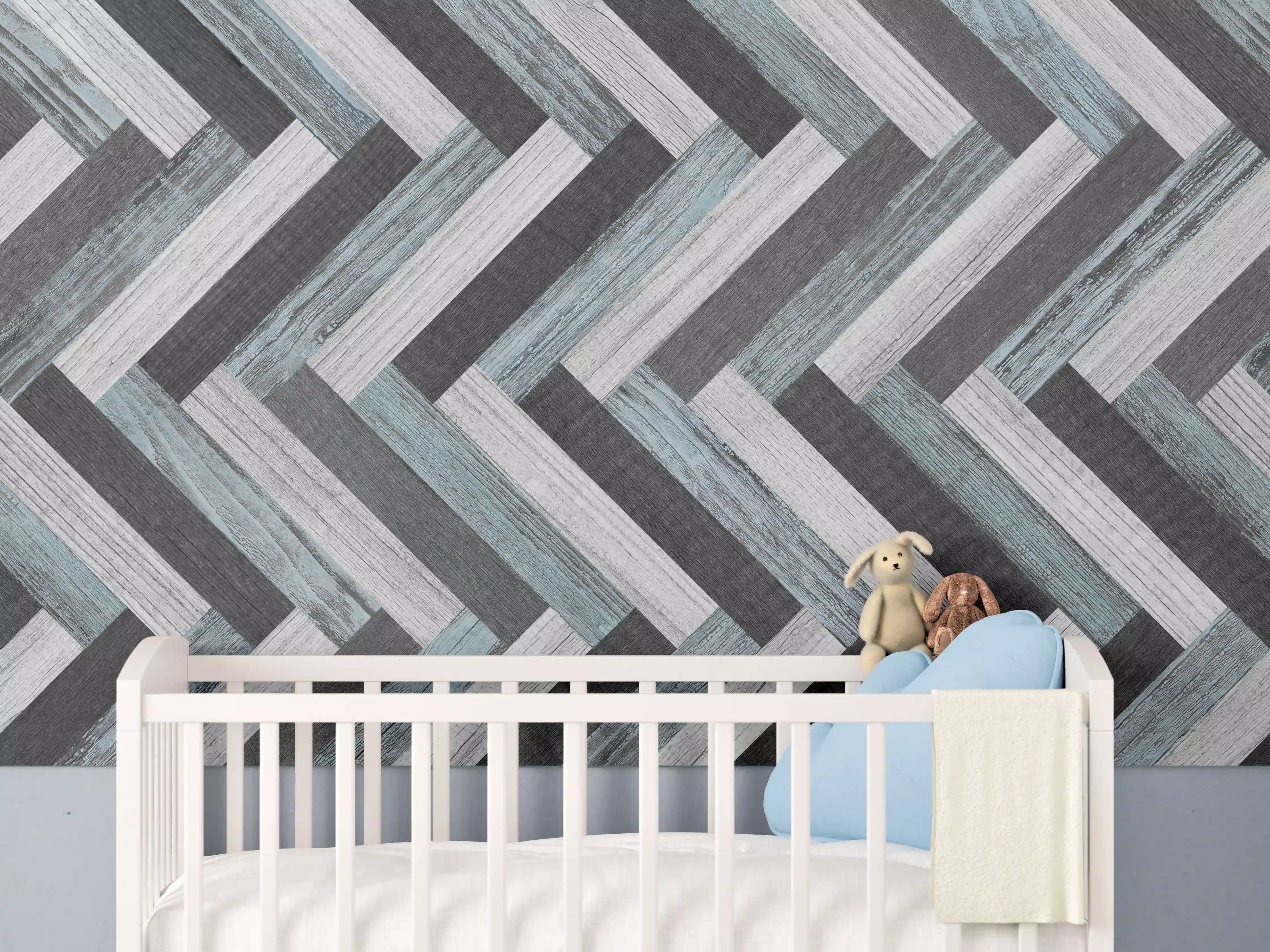 Babyzimmer Wandgestaltung - Verwitterte gemischte Holzdielen