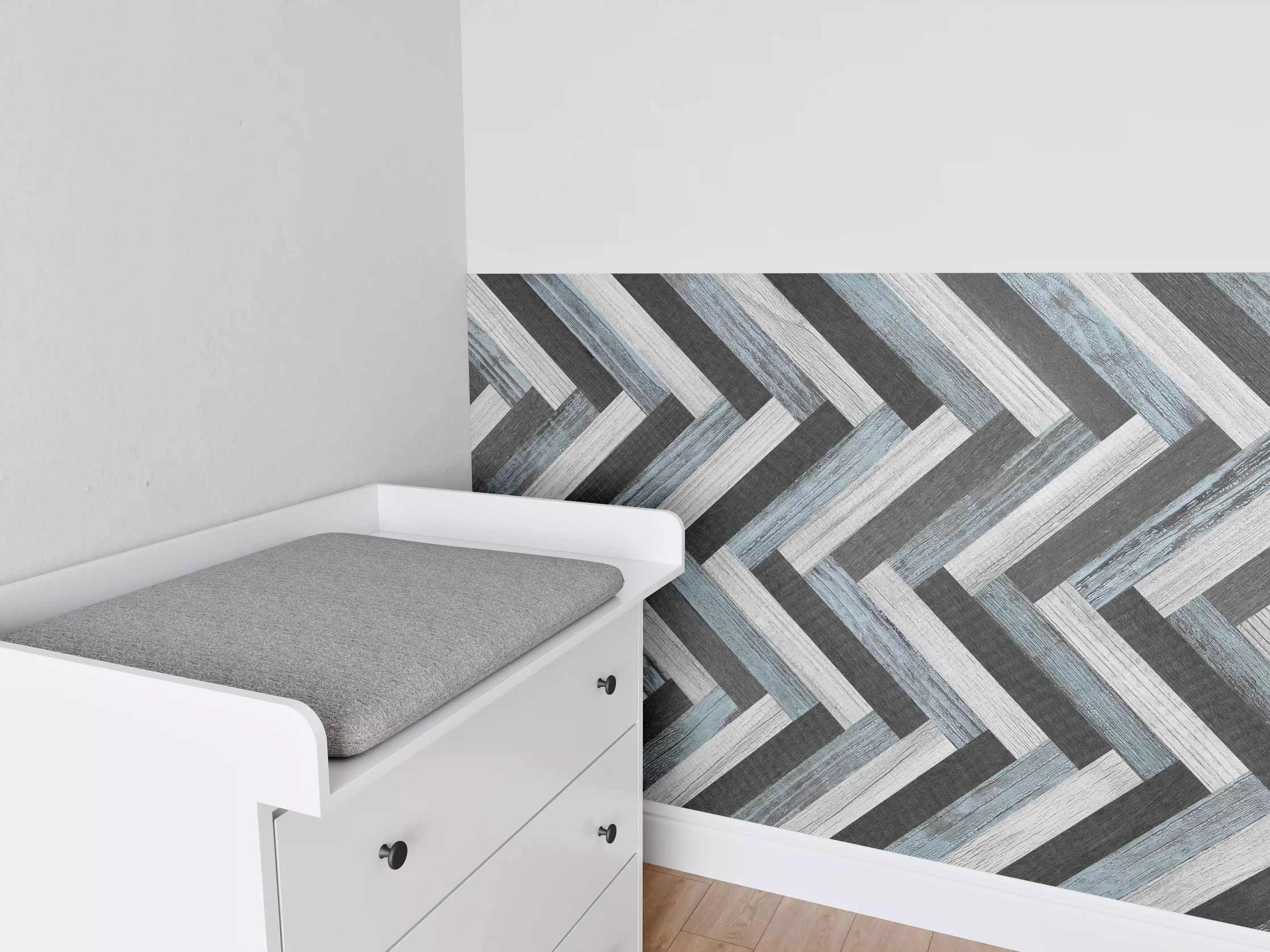 Babyzimmer Wandgestaltung - Verwitterte gemischte Holzdielen