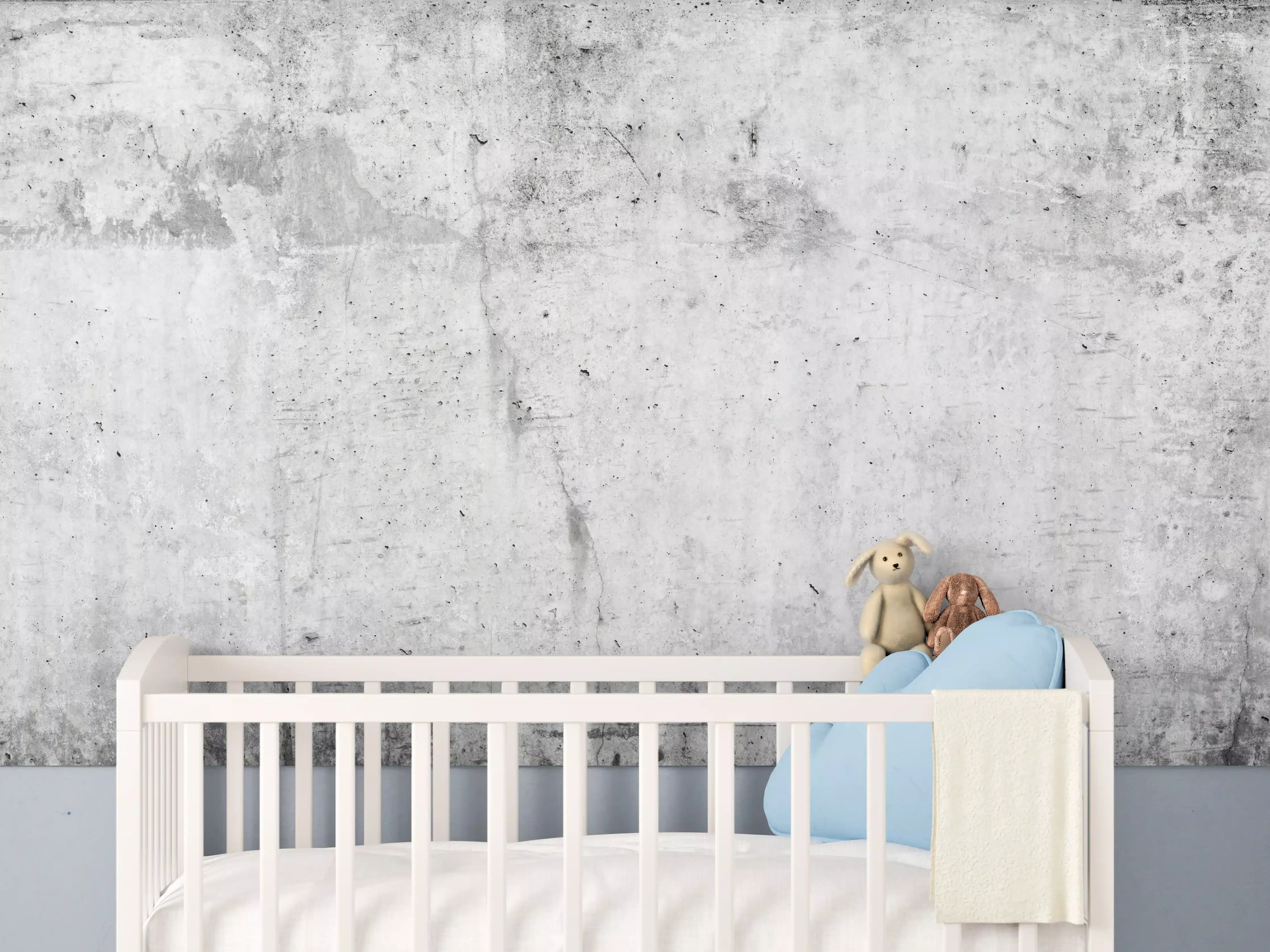 Babyzimmer Wandgestaltung - Verwitterte weiße Betonwandtextur