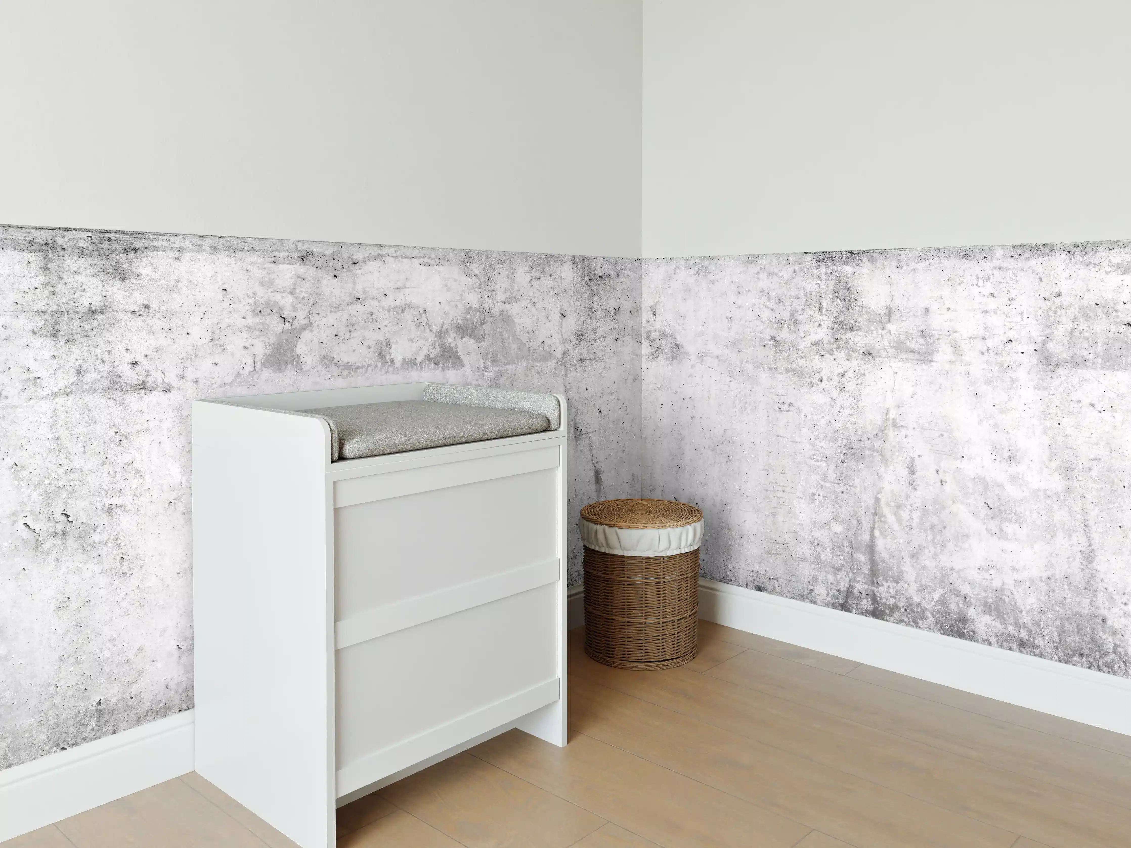 Babyzimmer Wandgestaltung - Verwitterte weiße Betonwandtextur