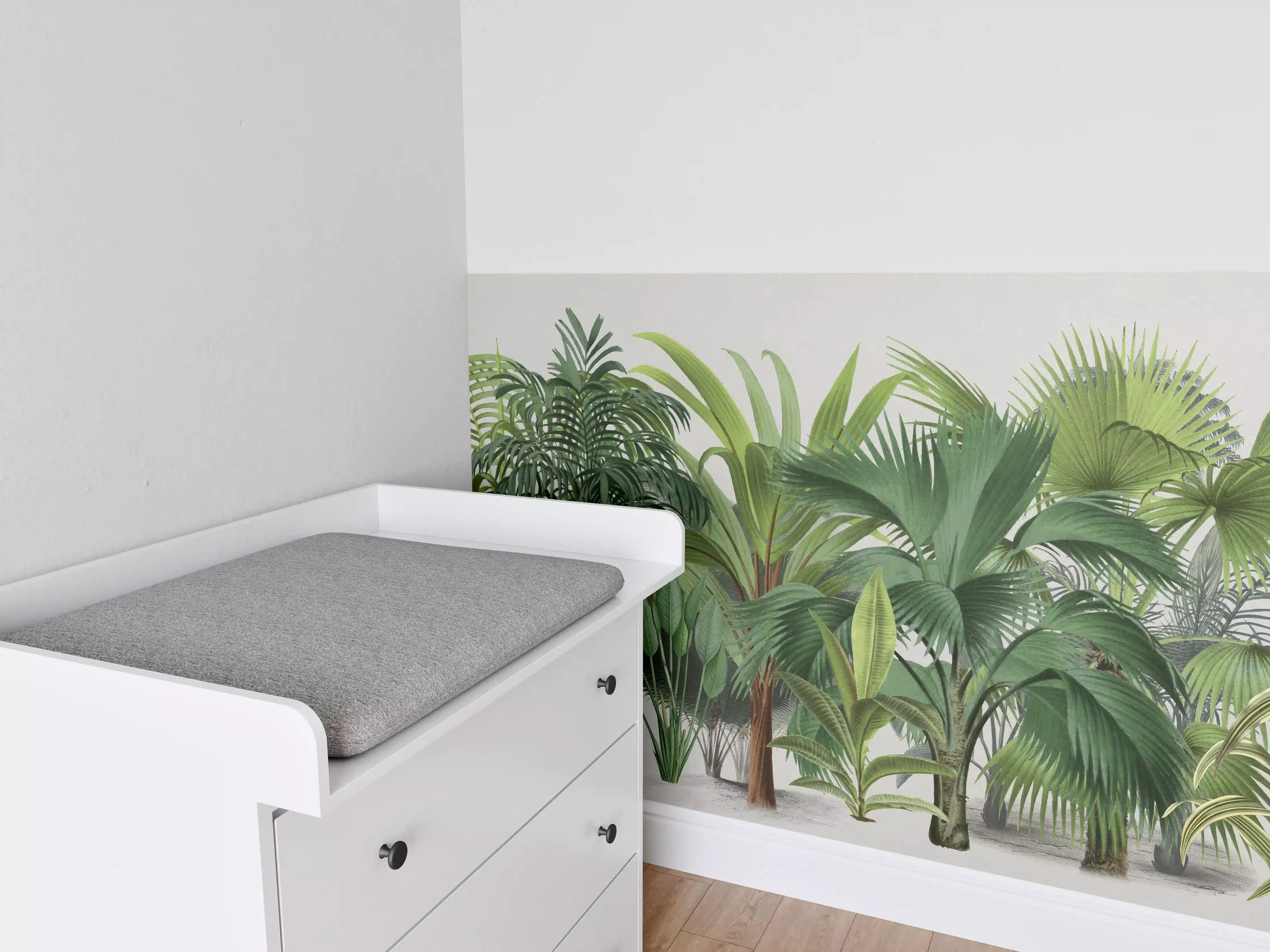 Babyzimmer Wandgestaltung - Vielseitige Palmensortiment in Grün