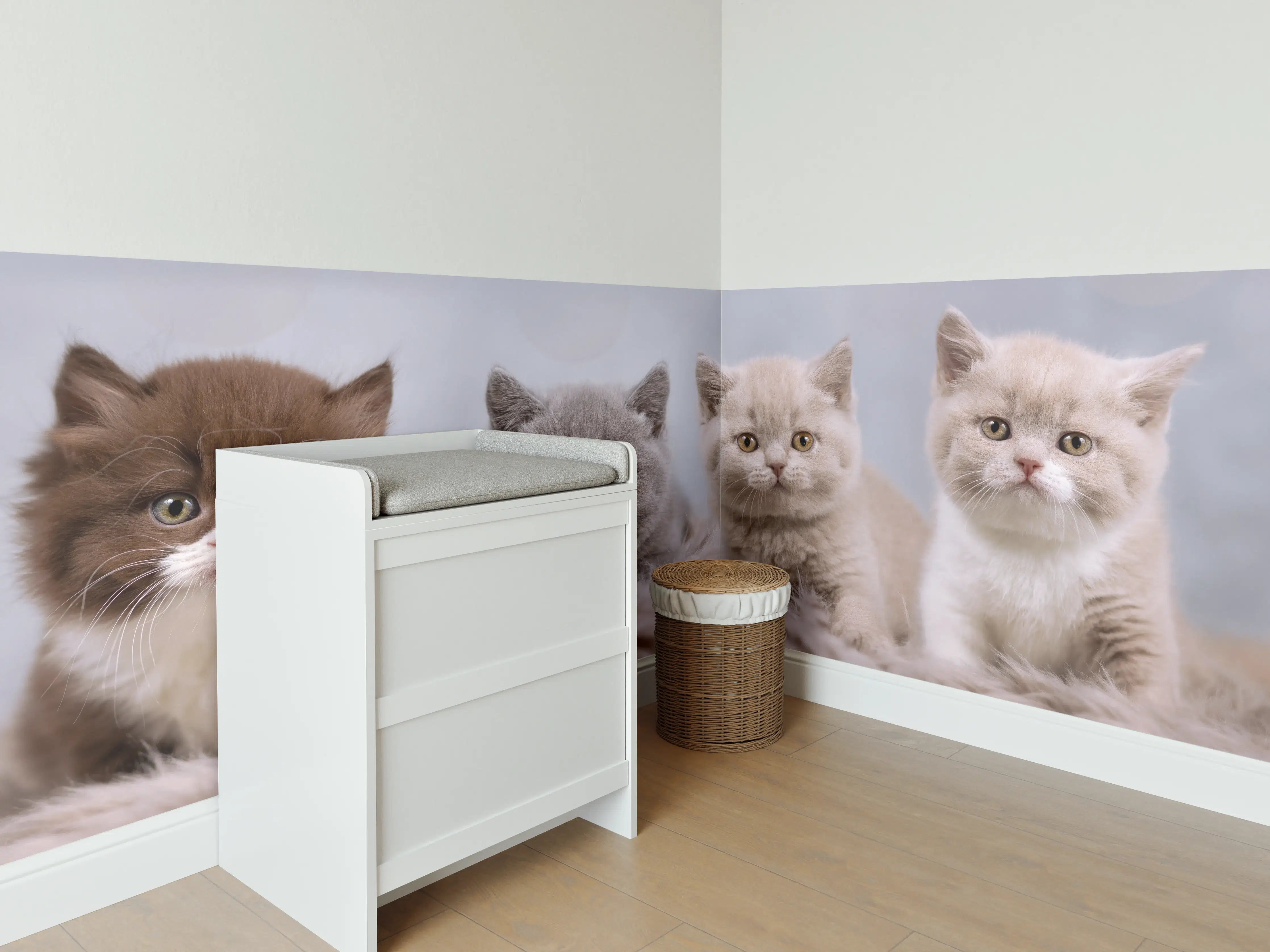 Babyzimmer Wandgestaltung - Vier süße Katzenbaby