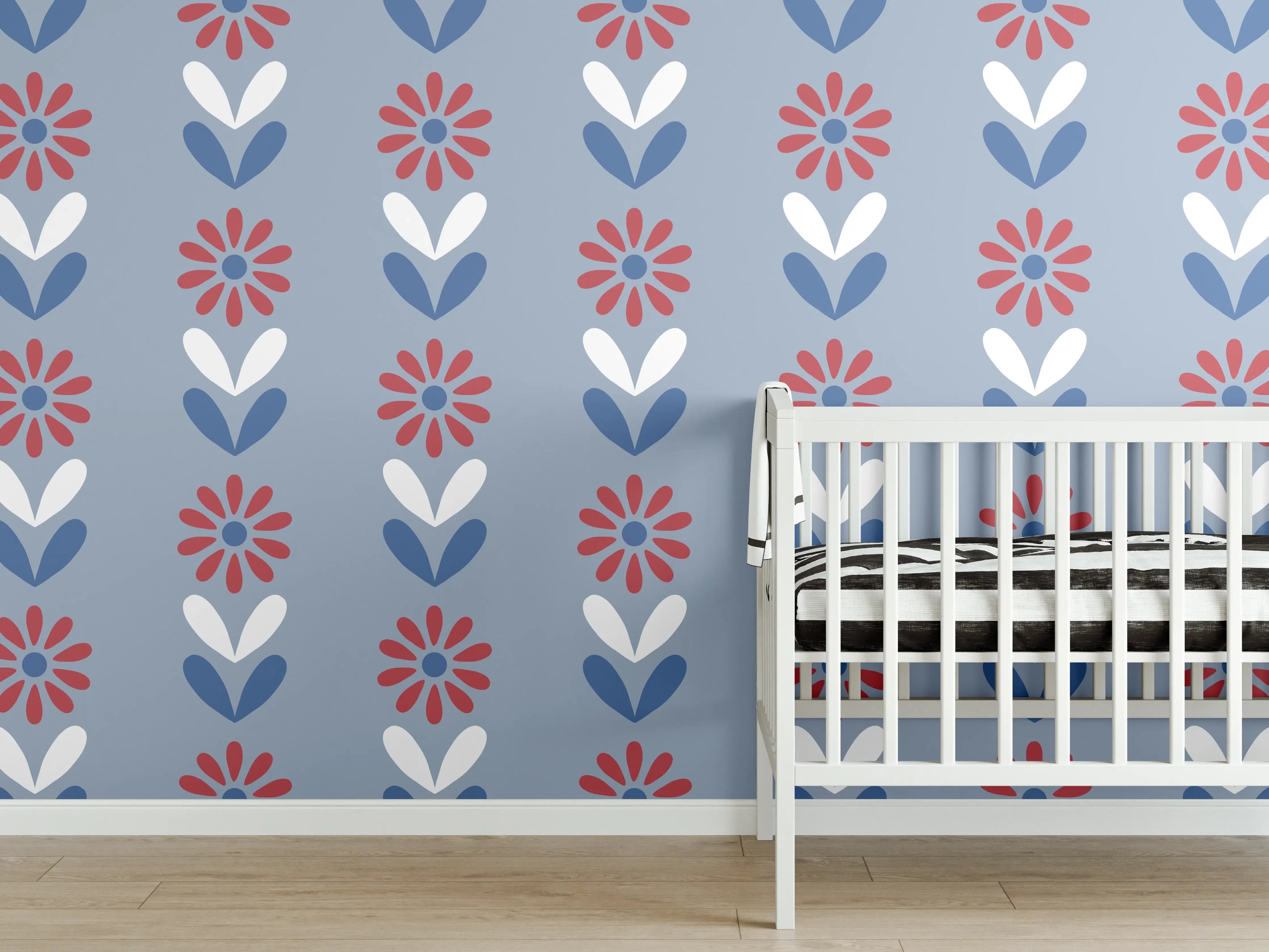Babyzimmer Wandgestaltung - Vintage Bloom Gänseblümchen Tapete