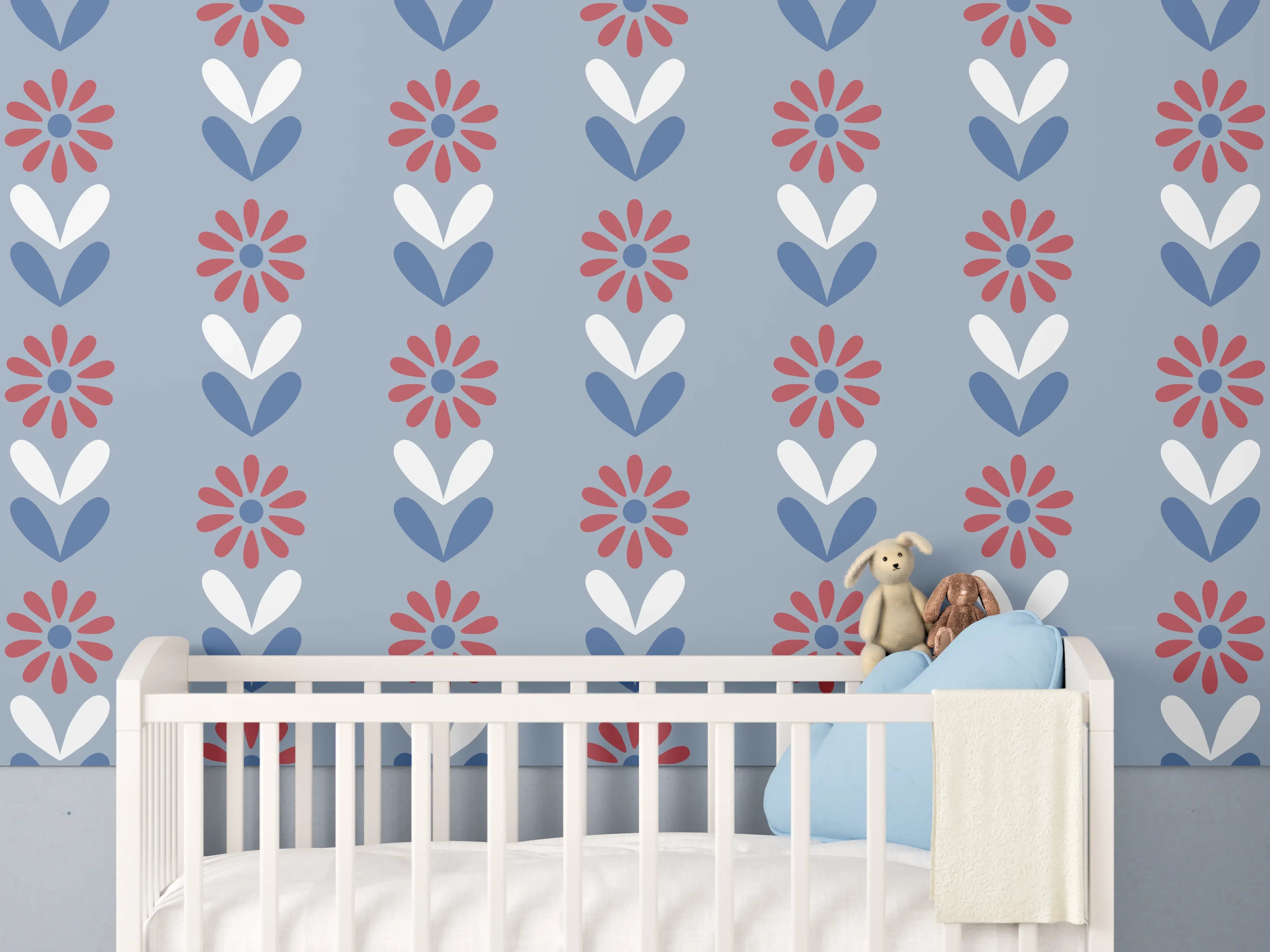 Babyzimmer Wandgestaltung - Vintage Bloom Gänseblümchen Tapete