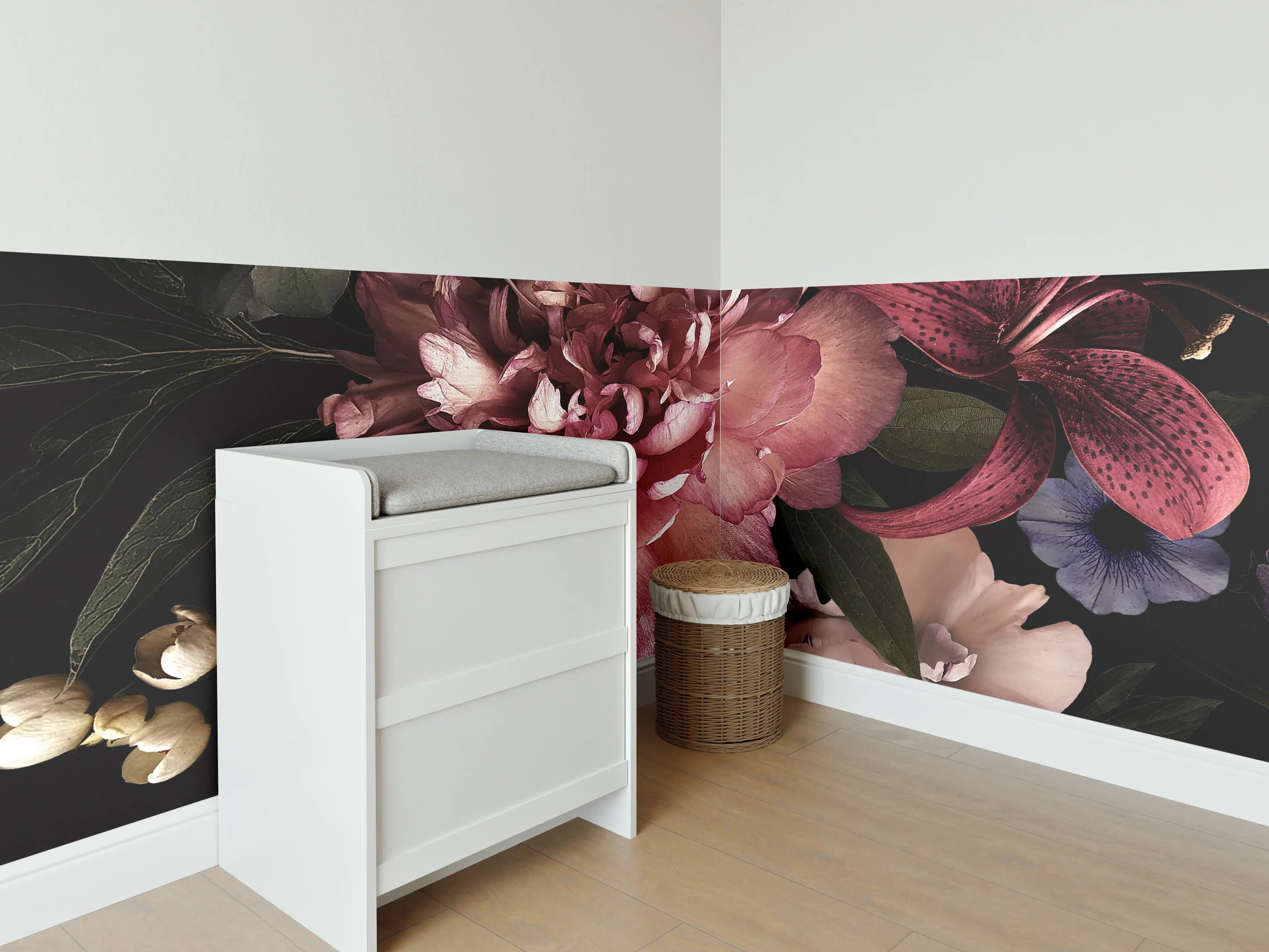 Babyzimmer Wandgestaltung - Vintage Blumenbouquet