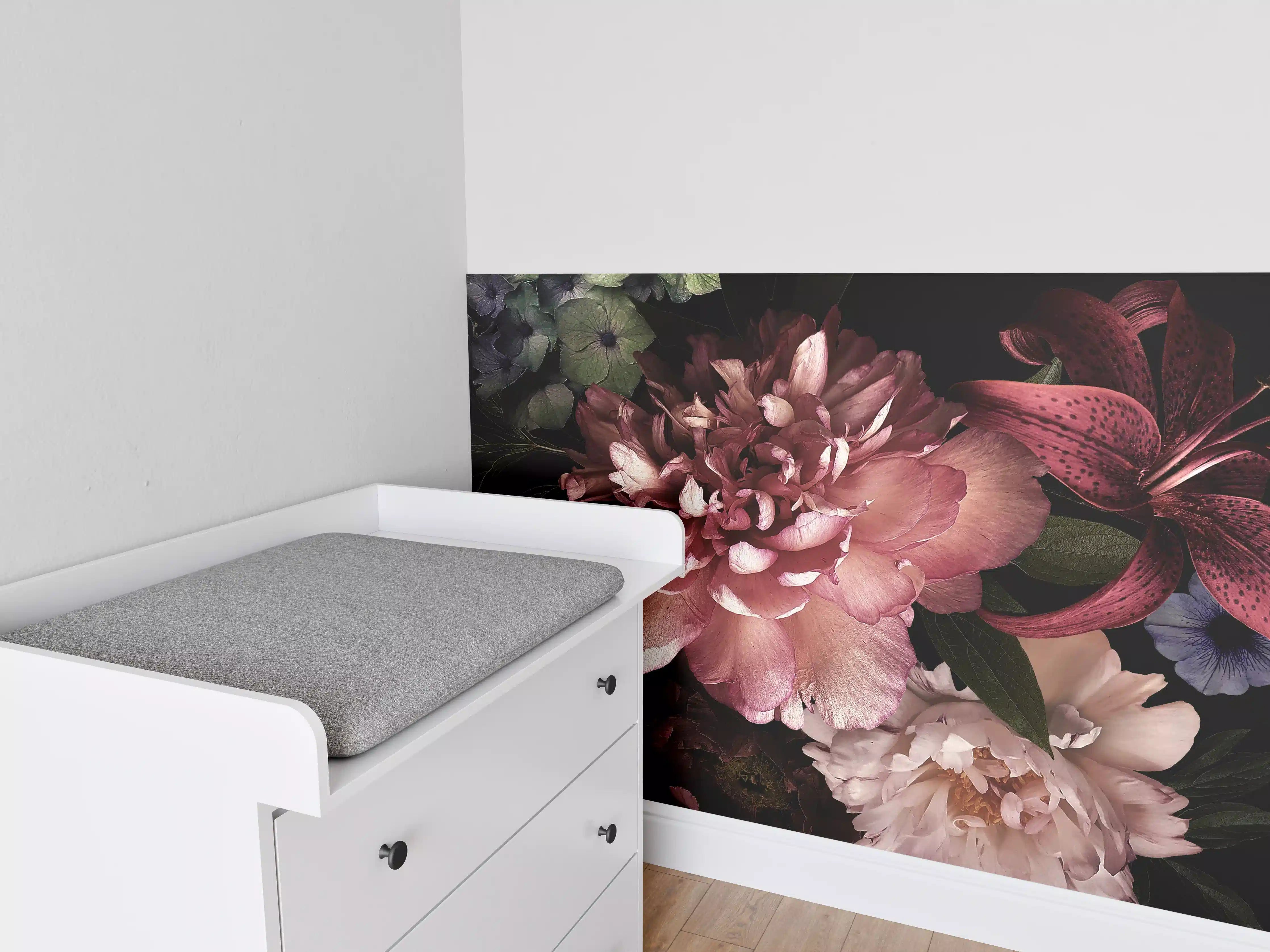 Babyzimmer Wandgestaltung - Vintage Blumenbouquet