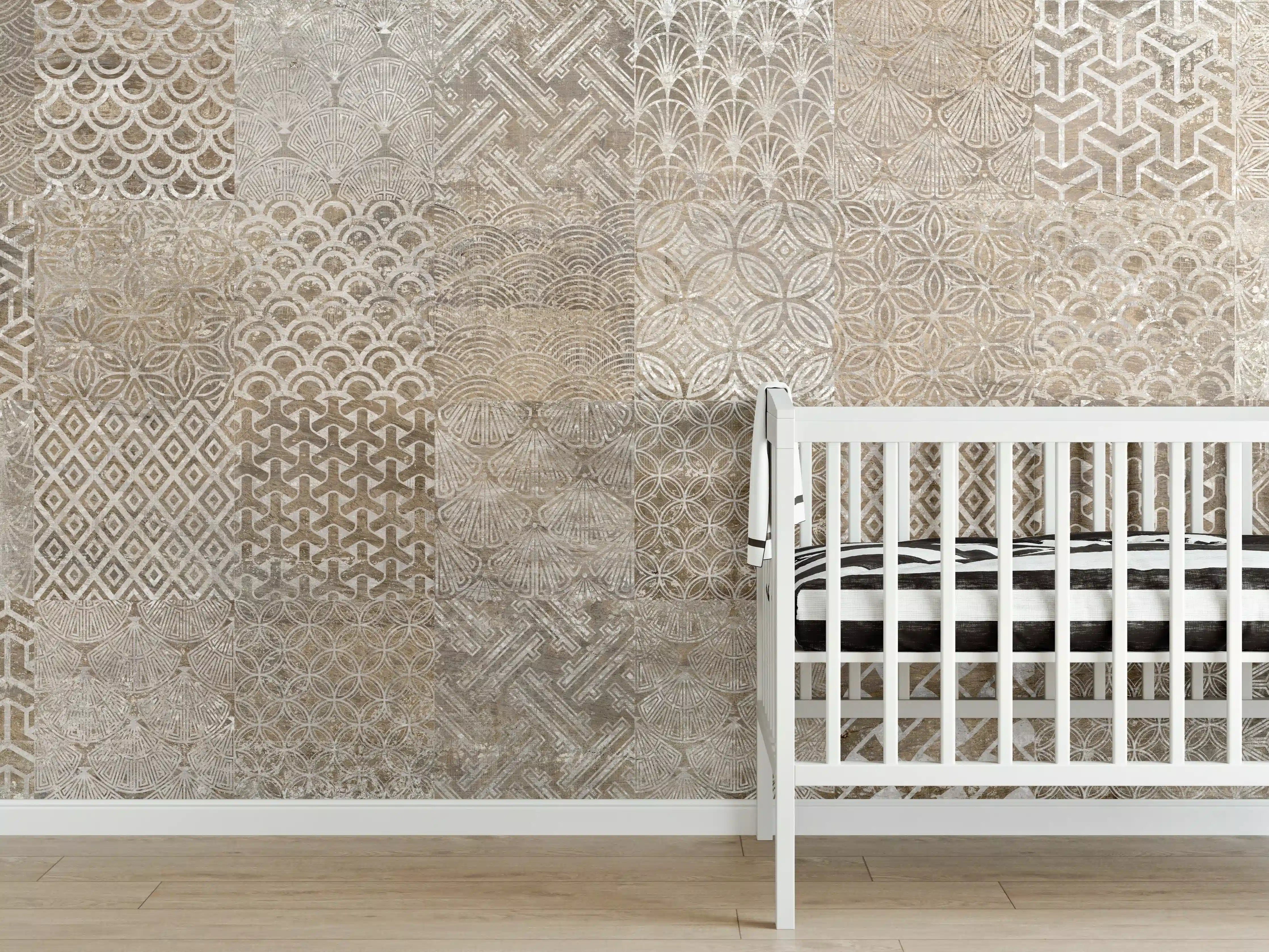 Babyzimmer Wandgestaltung - Vintage-Fliesenmuster