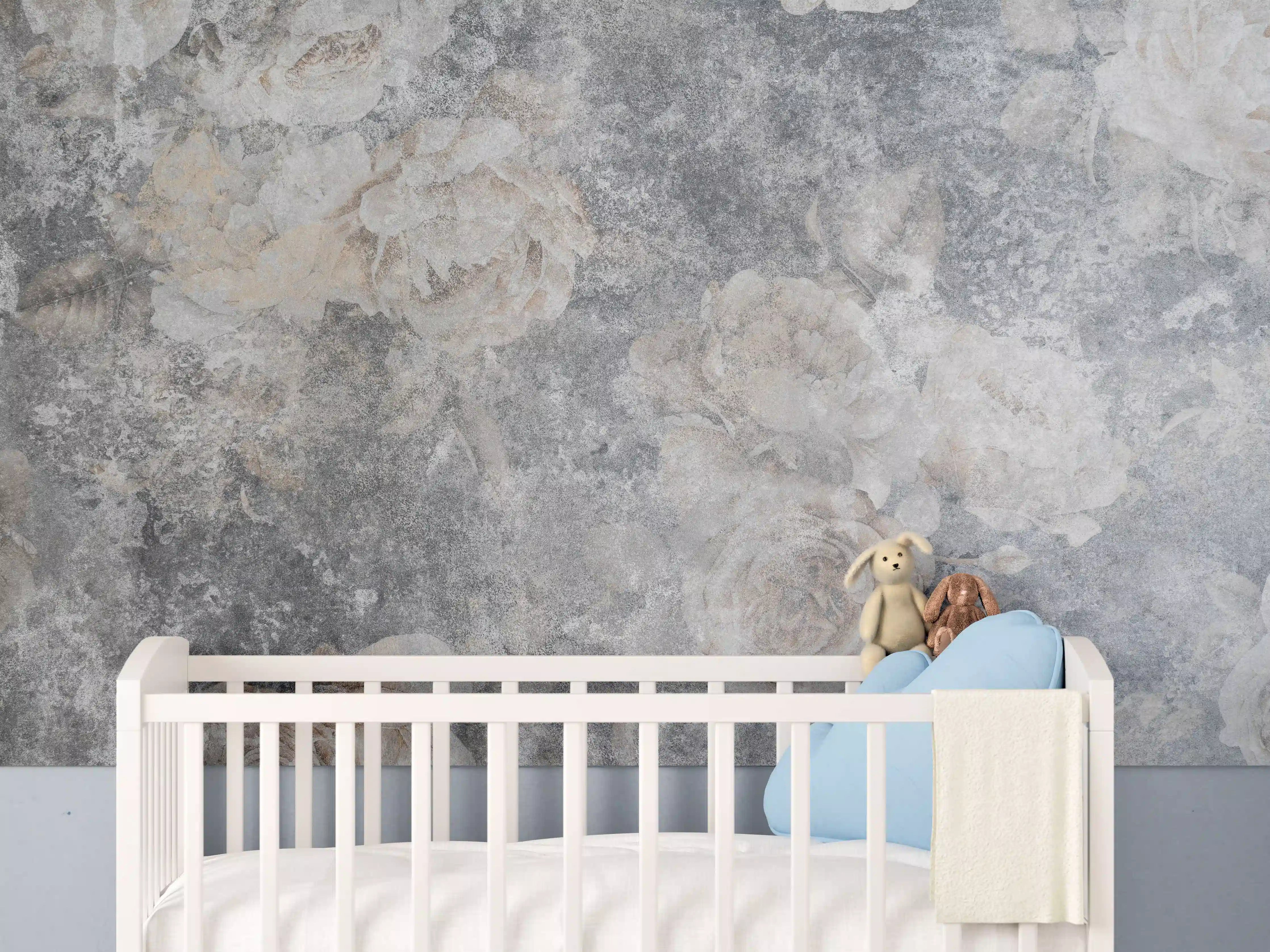 Babyzimmer Wandgestaltung - Vintage Rosenmuster