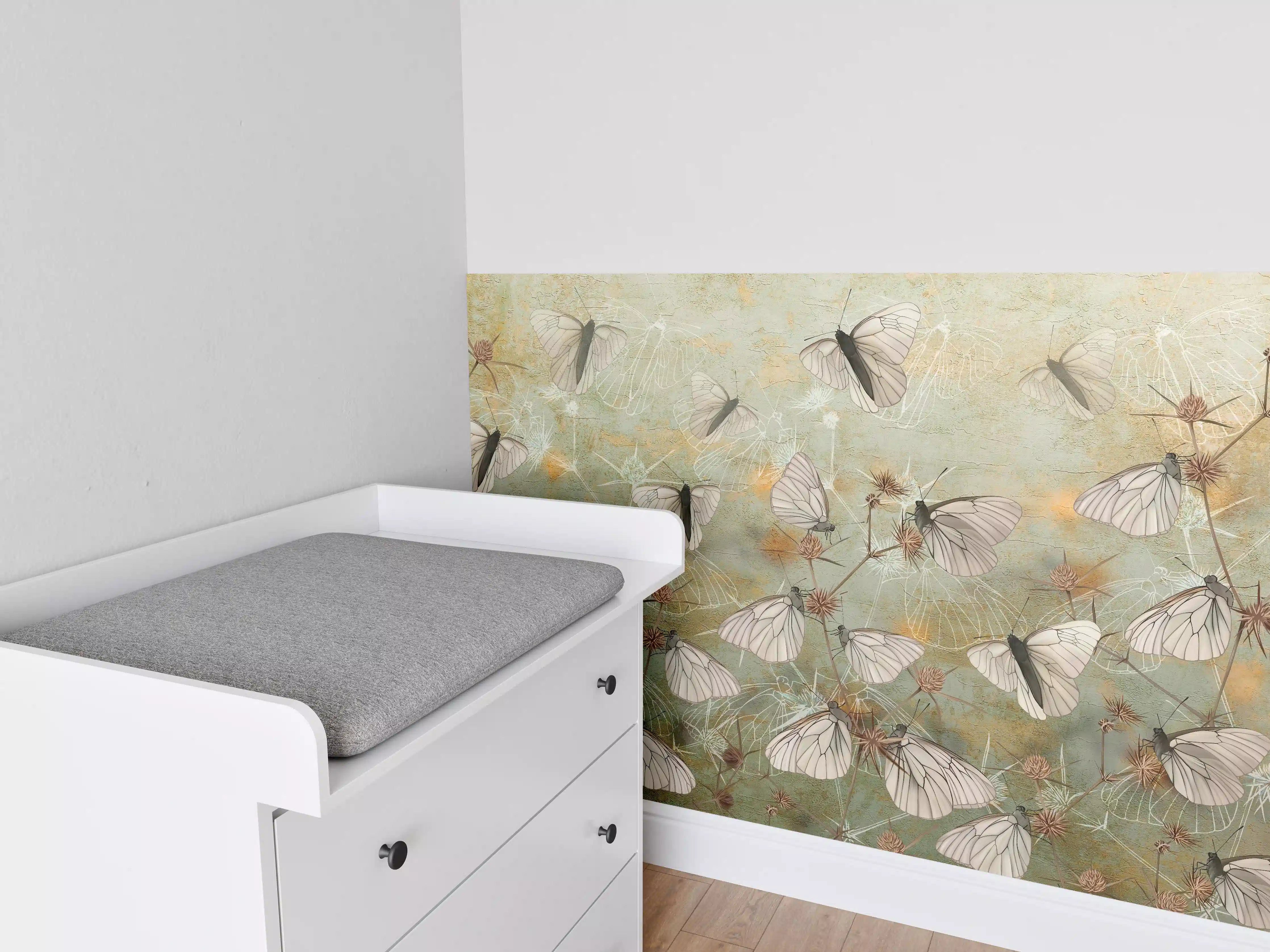 Babyzimmer Wandgestaltung - Vintage Schmetterling - Zeichnung