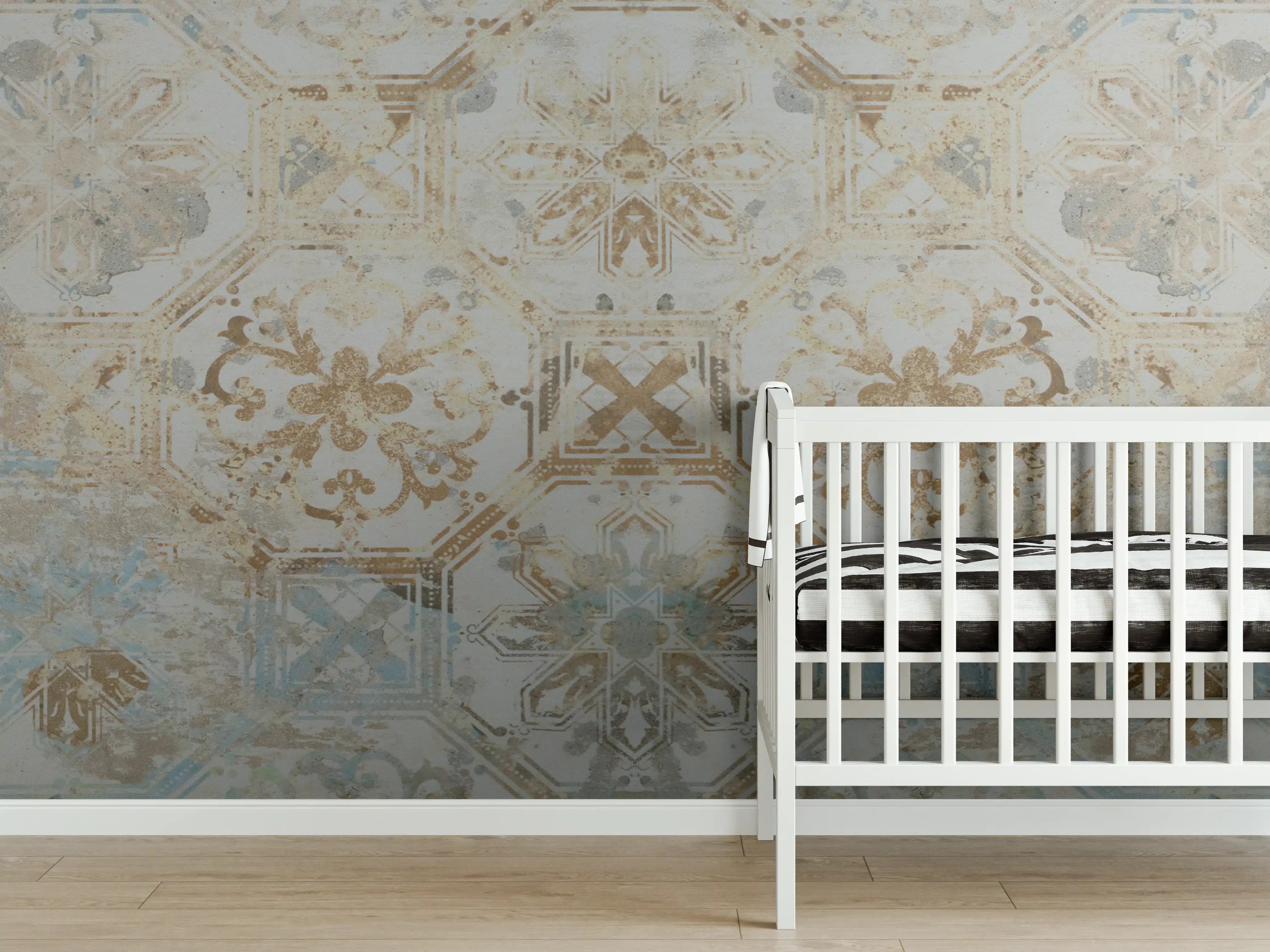 Babyzimmer Wandgestaltung - Vintage Tapetenmuster