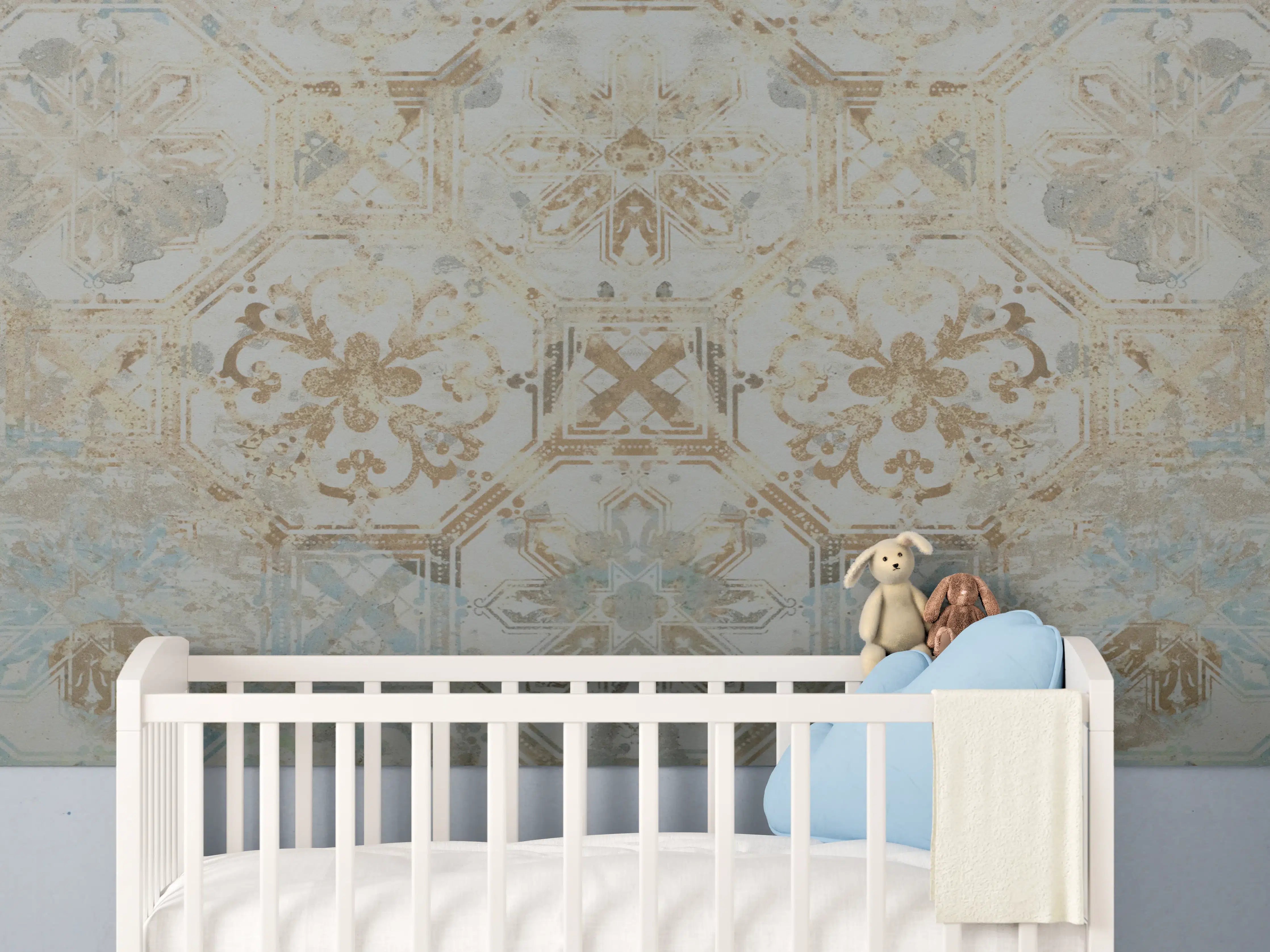 Babyzimmer Wandgestaltung - Vintage Tapetenmuster