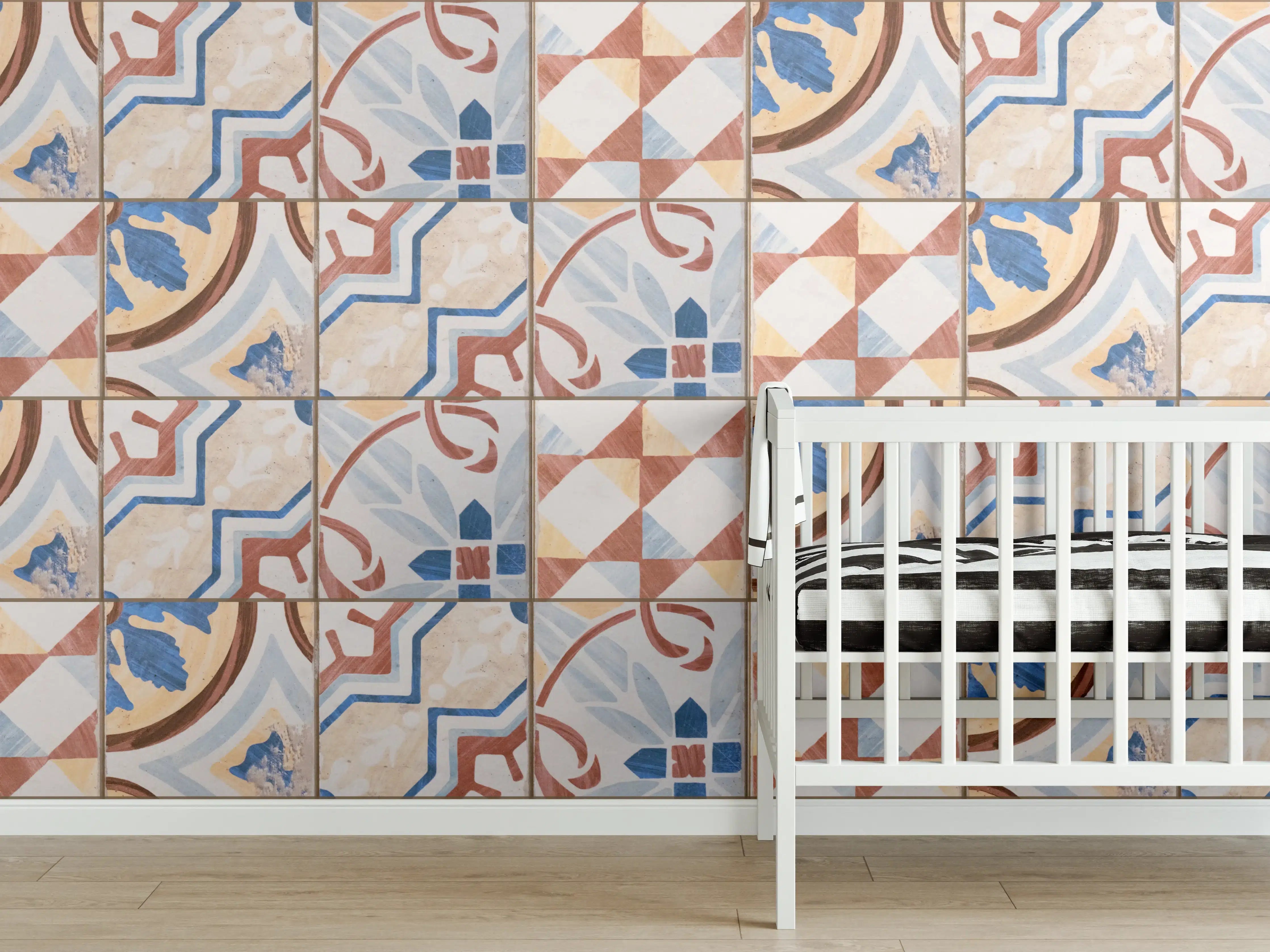 Babyzimmer Wandgestaltung - Vintage Zement Fliesen