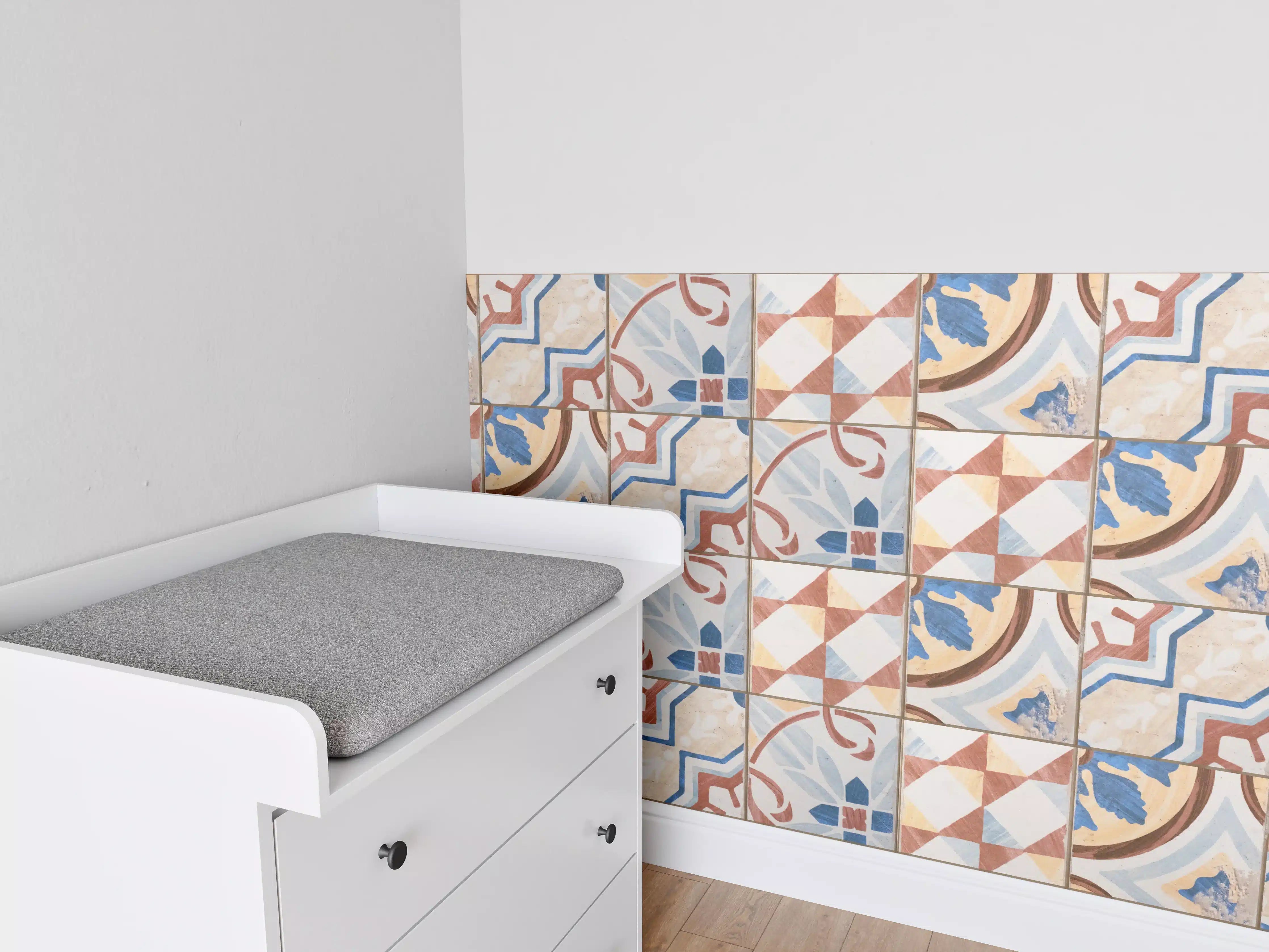 Babyzimmer Wandgestaltung - Vintage Zement Fliesen
