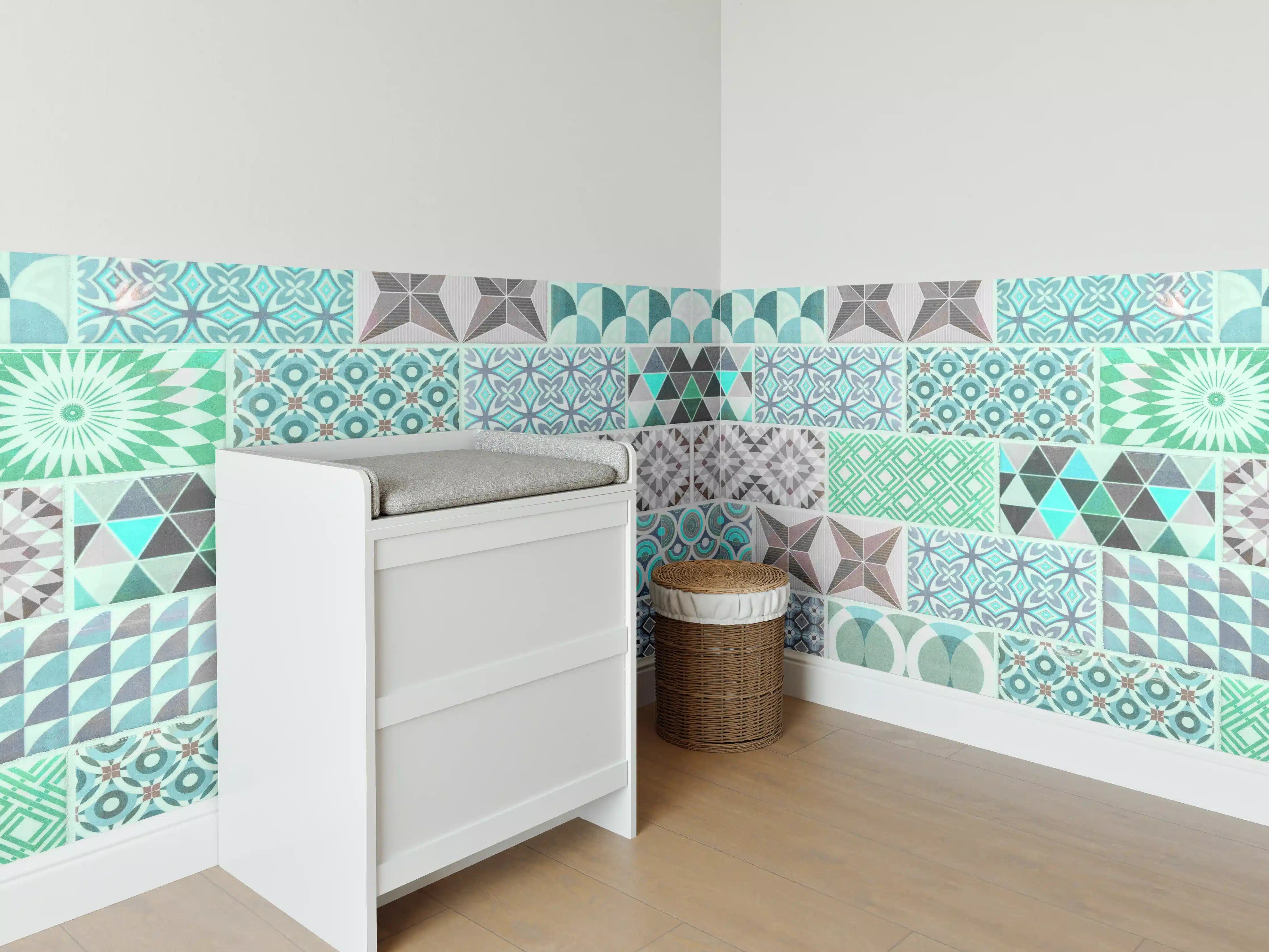 Babyzimmer Wandgestaltung - Vintage geometrisch Mosaik