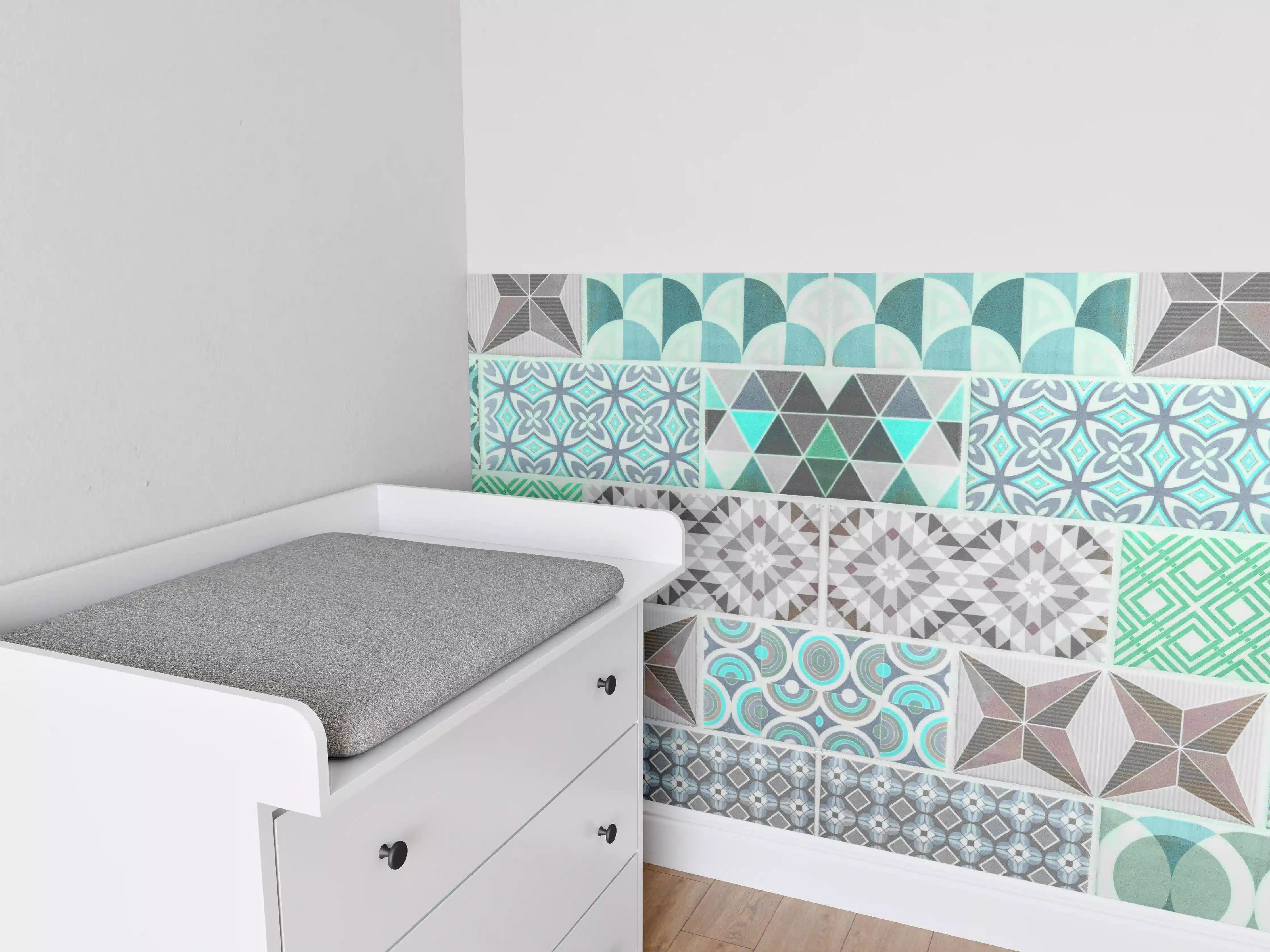 Babyzimmer Wandgestaltung - Vintage geometrisch Mosaik