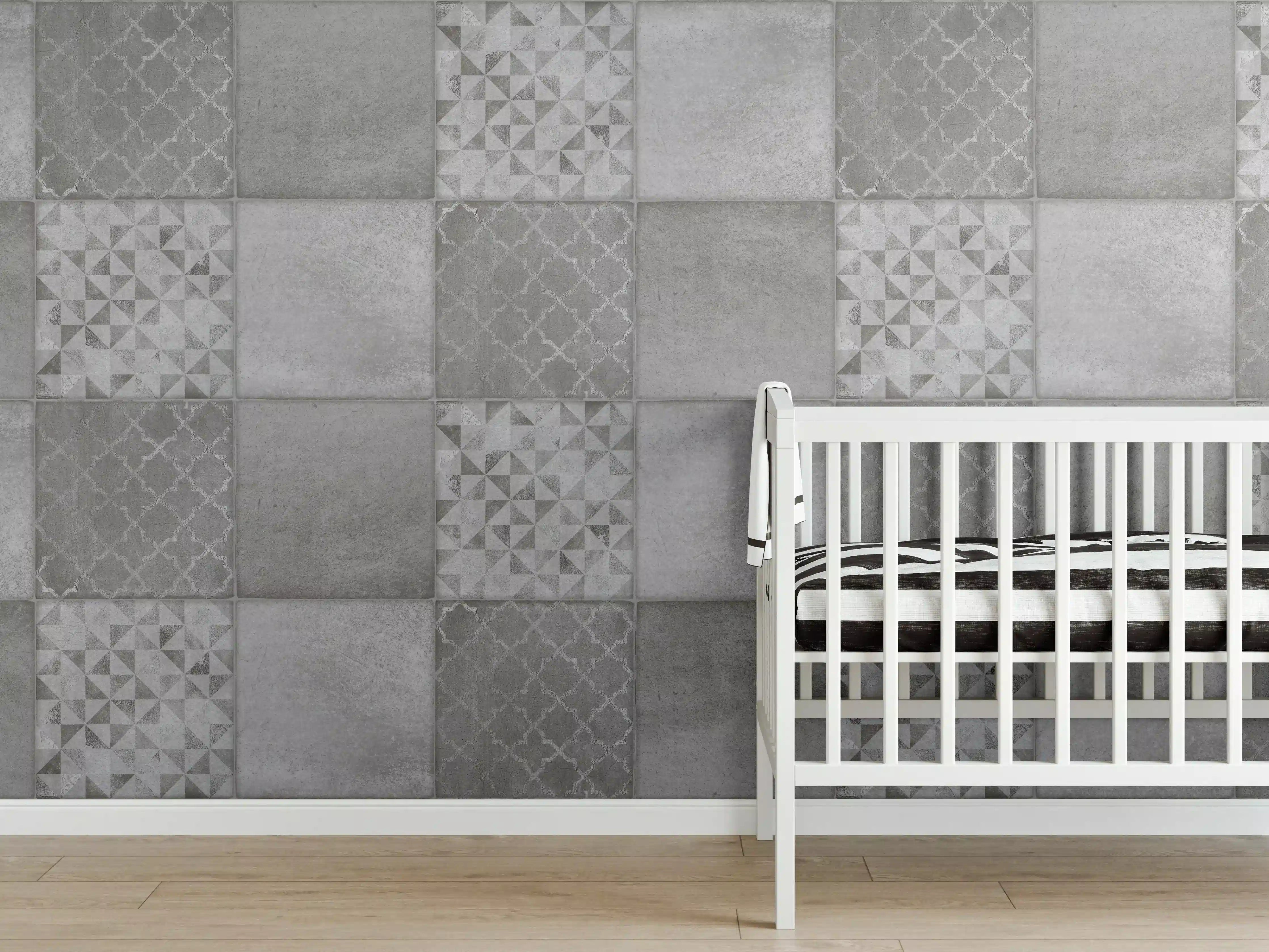 Babyzimmer Wandgestaltung - Vintage hellgraue Fliesen