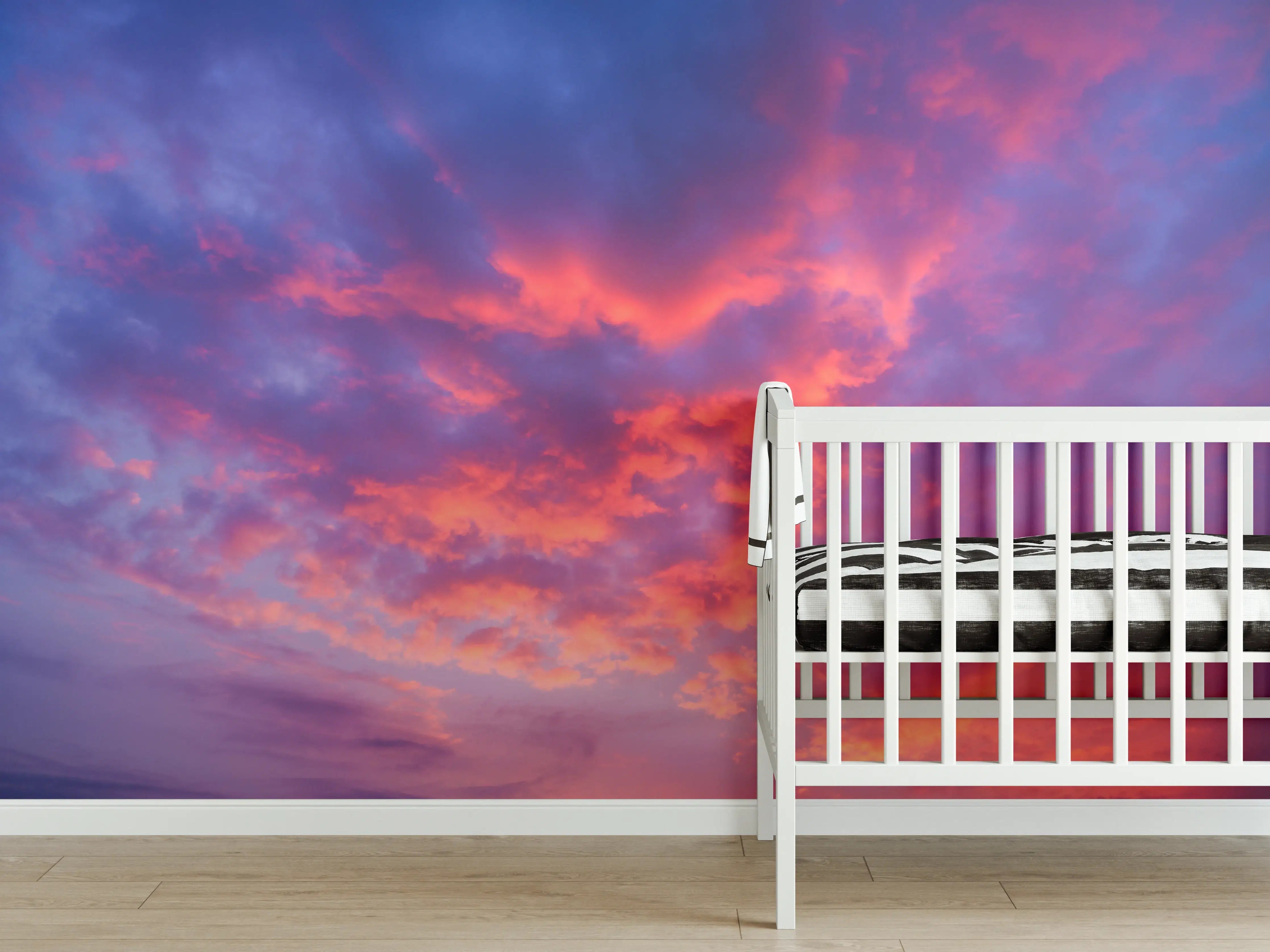 Babyzimmer Wandgestaltung - Violett-Pinker Sonnenuntergang