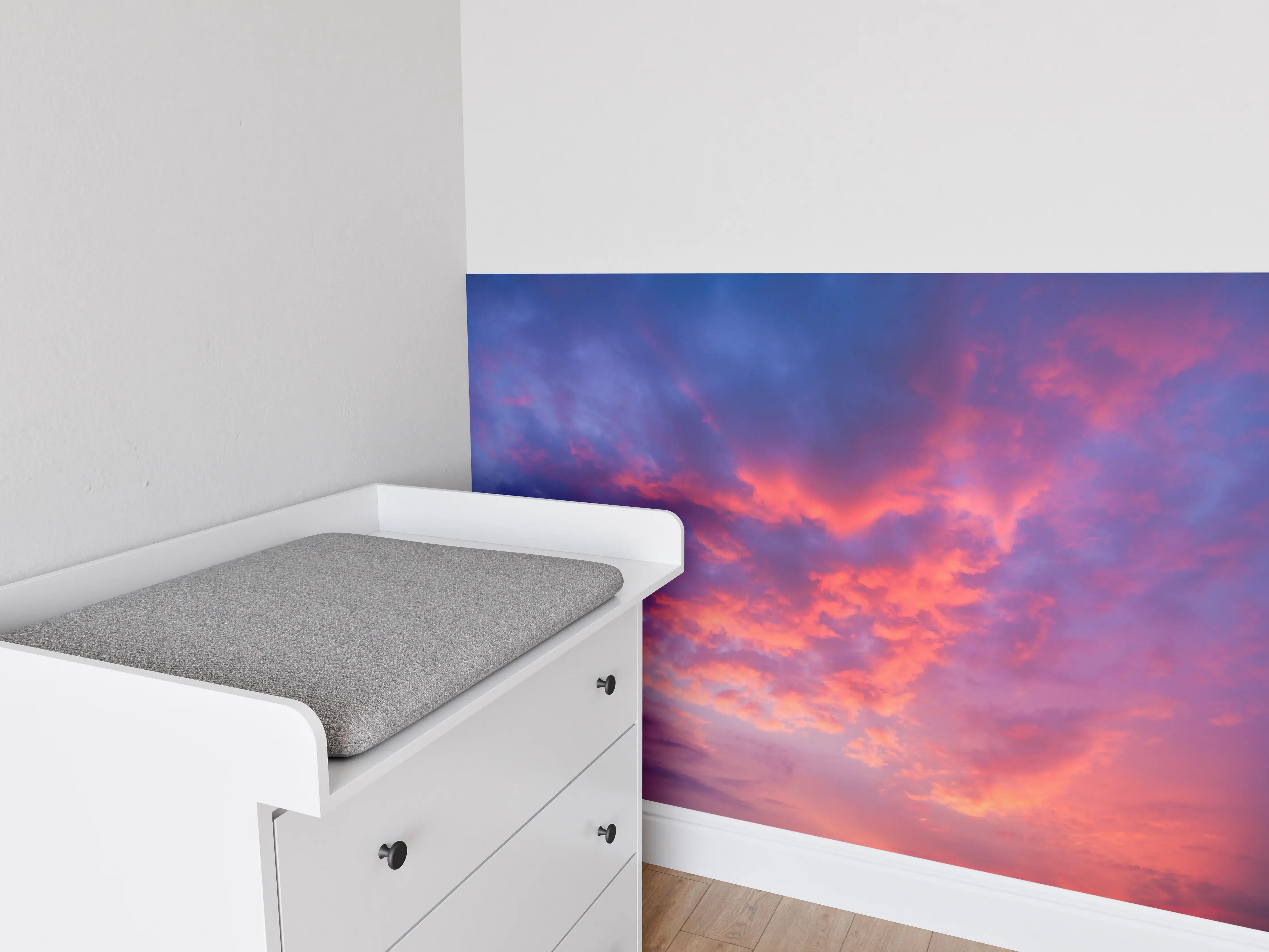 Babyzimmer Wandgestaltung - Violett-Pinker Sonnenuntergang
