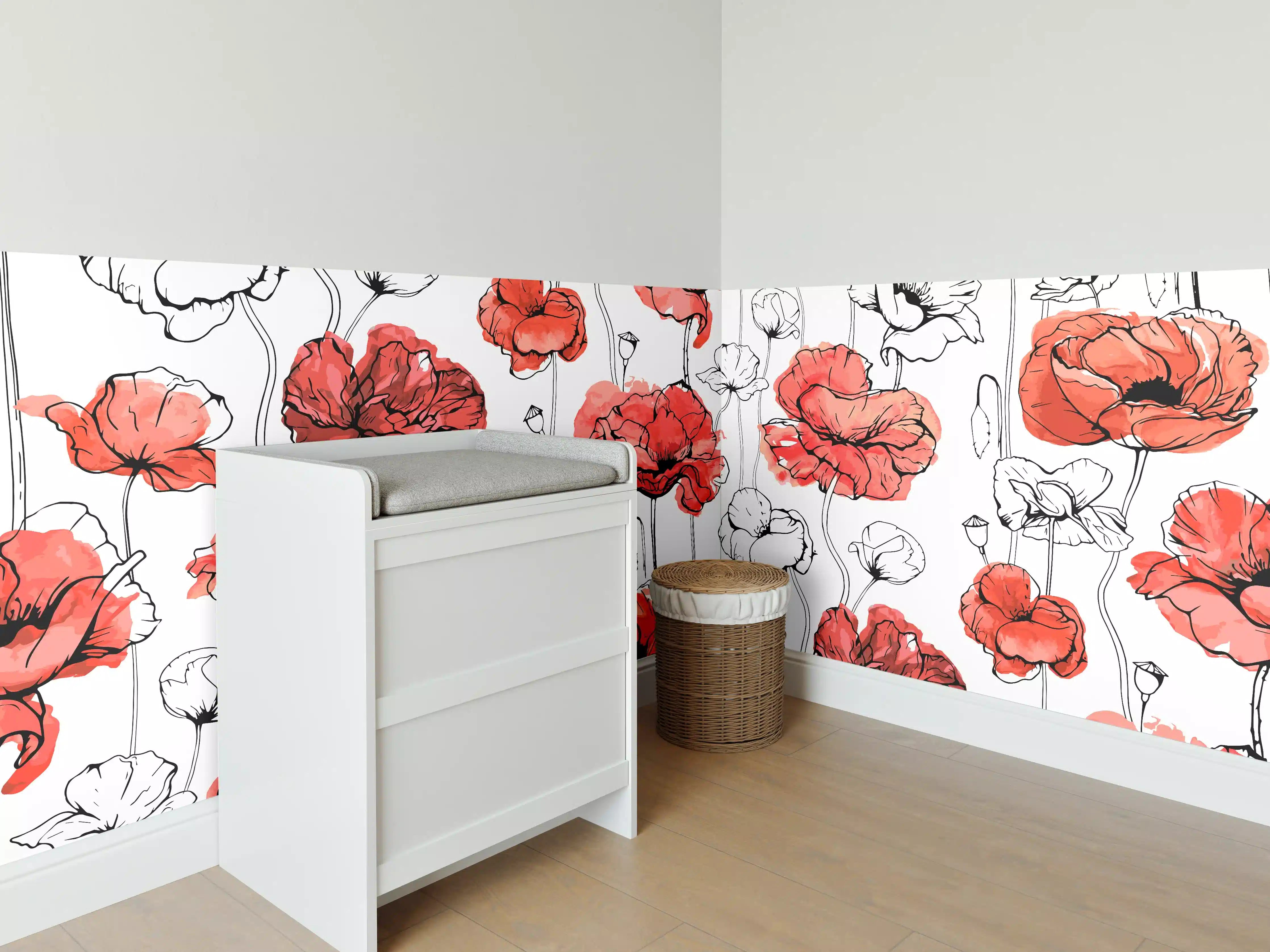 Babyzimmer Wandgestaltung - Vogelbeeren in strahlendem Rot