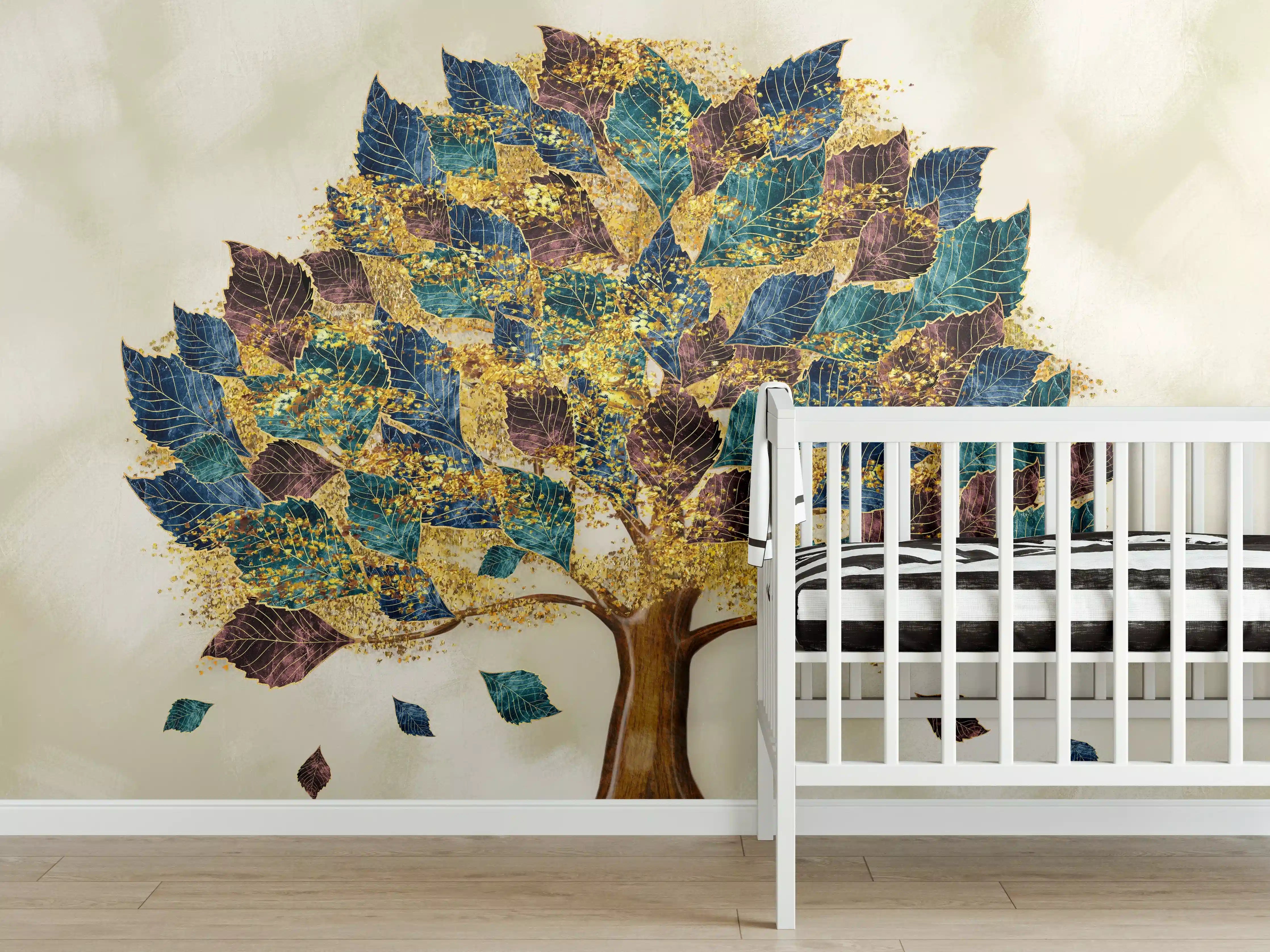 Babyzimmer Wandgestaltung - Wandmalerei - Bunter Baum