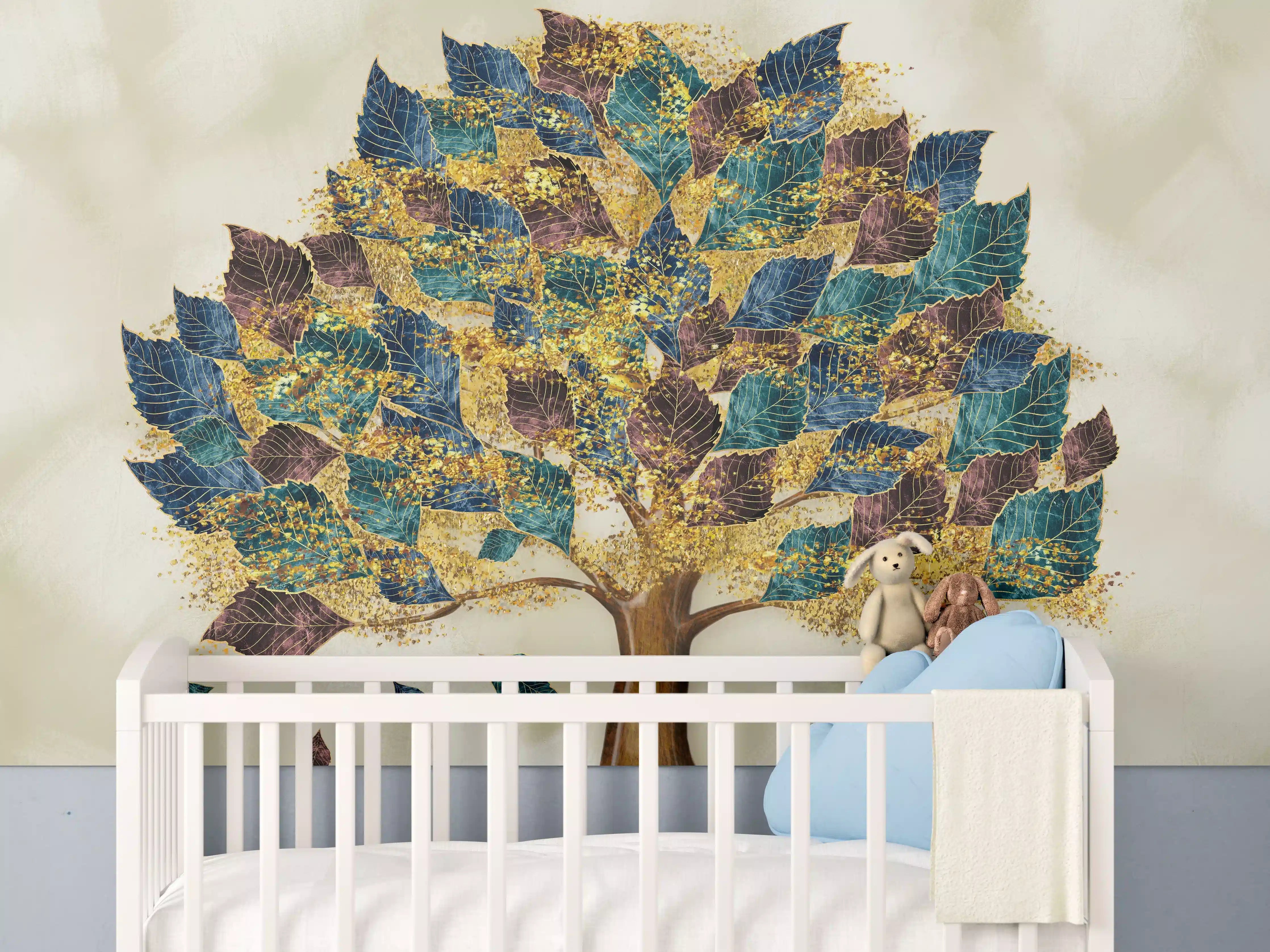 Babyzimmer Wandgestaltung - Wandmalerei - Bunter Baum